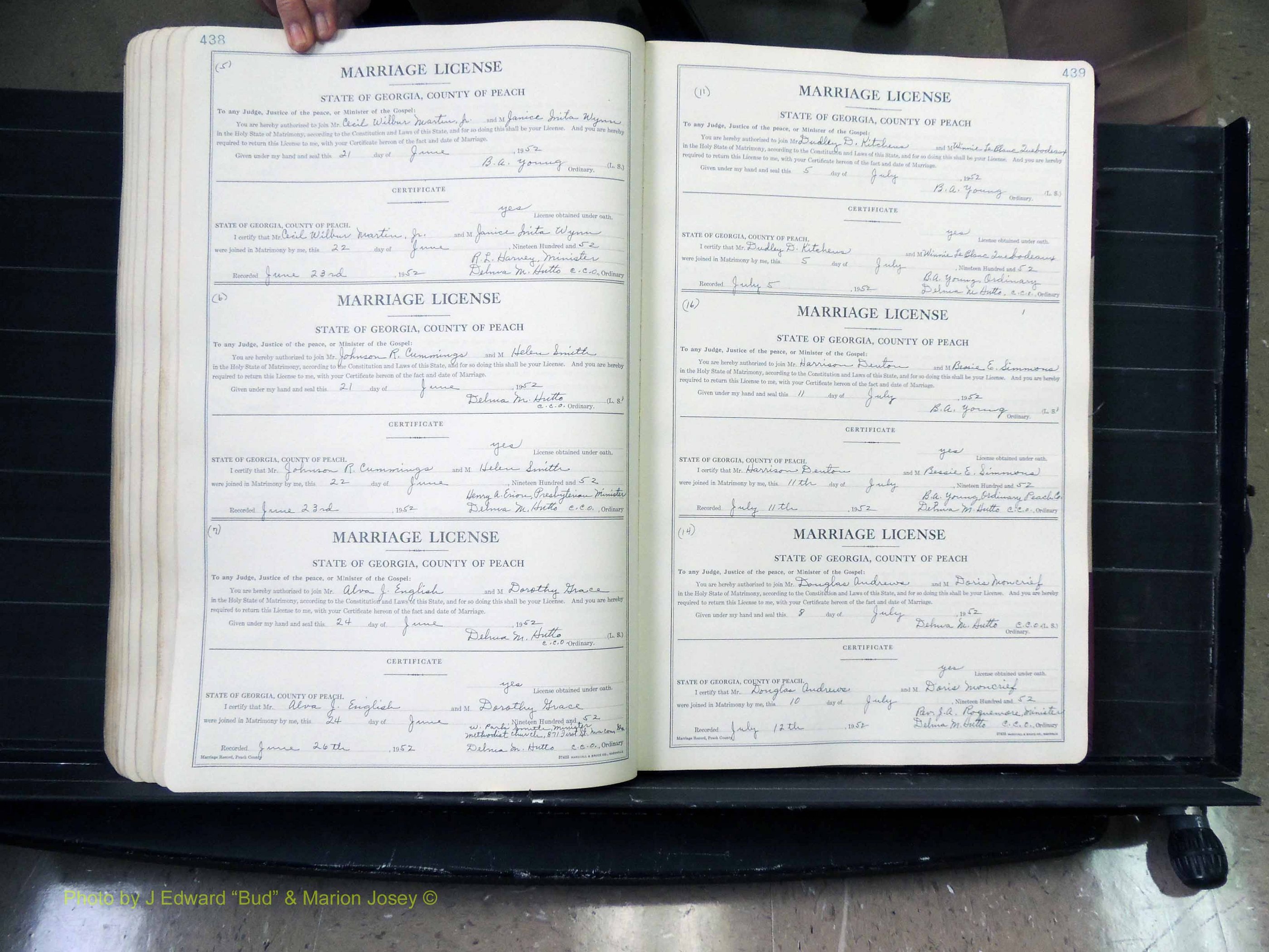 Peach Co, GA, Marriages, Book A, 1926-1960 pg 438-439.JPG
