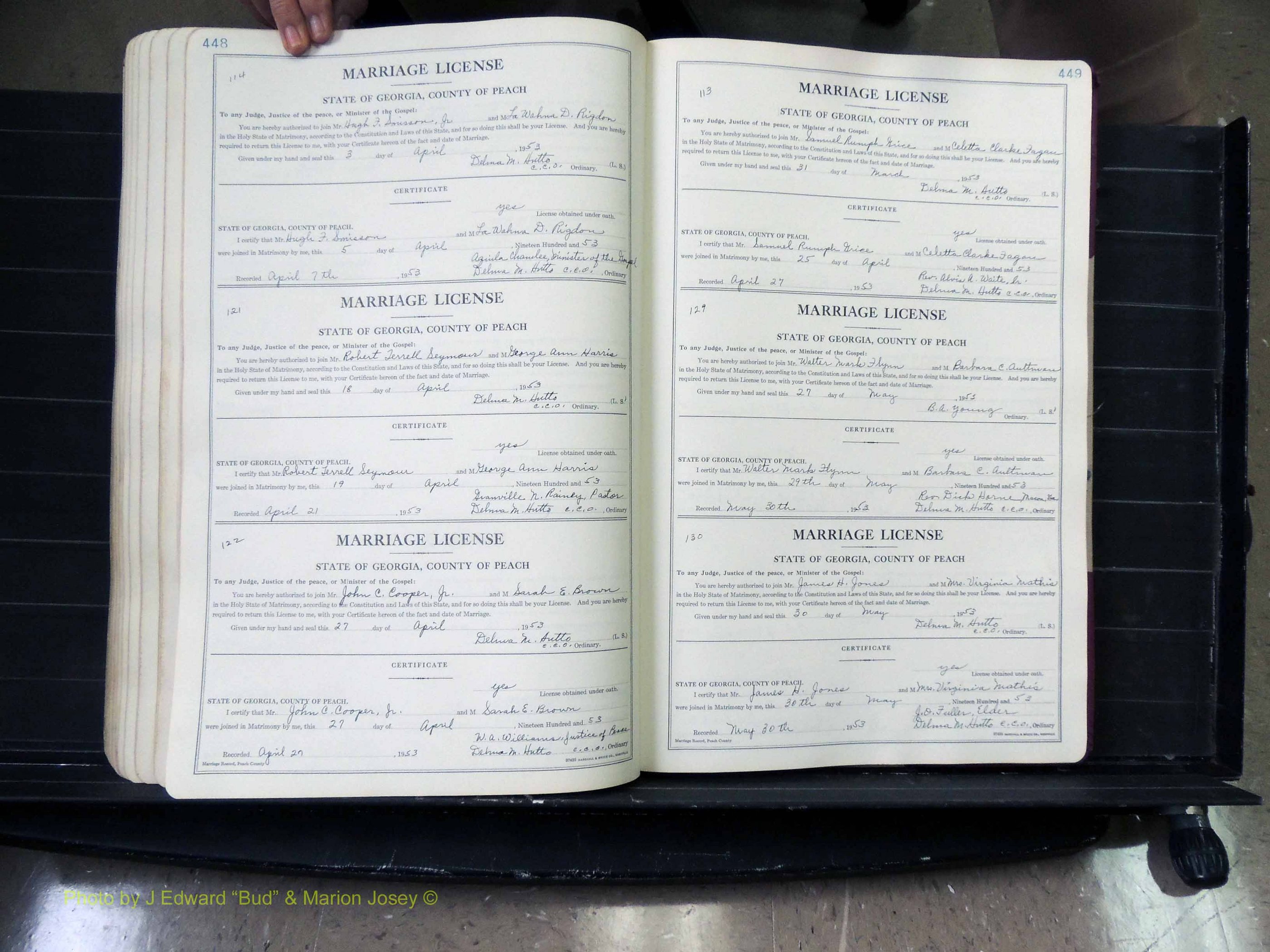 Peach Co, GA, Marriages, Book A, 1926-1960 pg 448-449.JPG