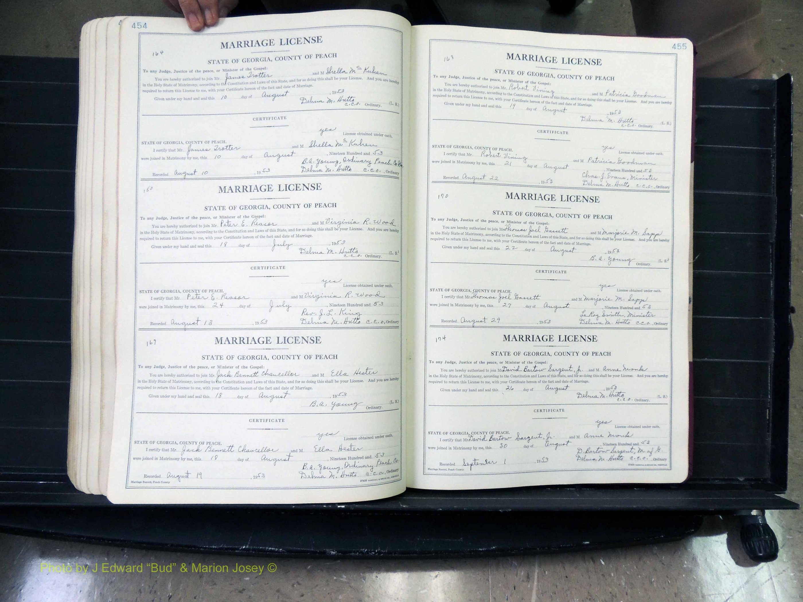 Peach Co, GA, Marriages, Book A, 1926-1960 pg 454-455.JPG