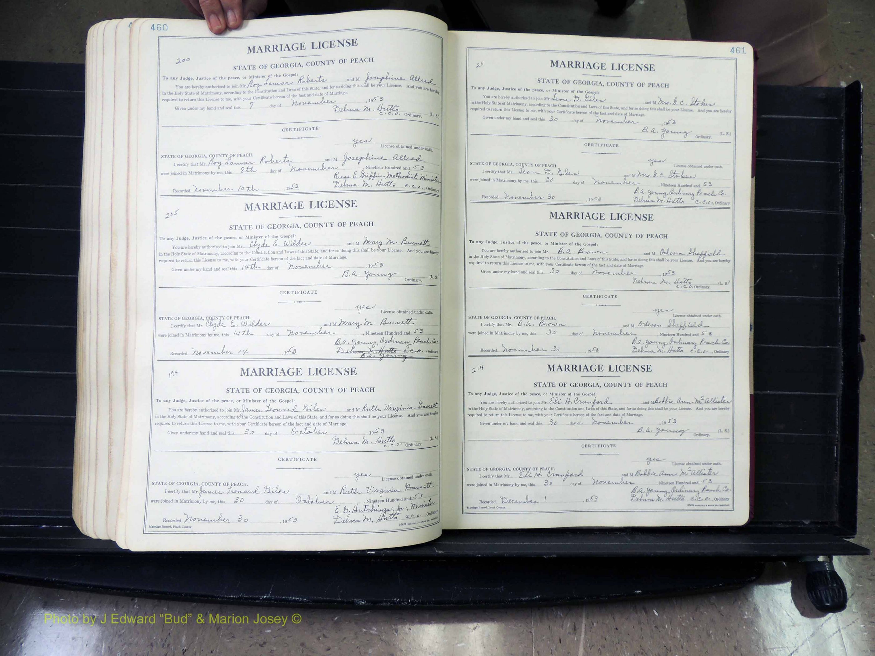 Peach Co, GA, Marriages, Book A, 1926-1960 pg 460-461.JPG