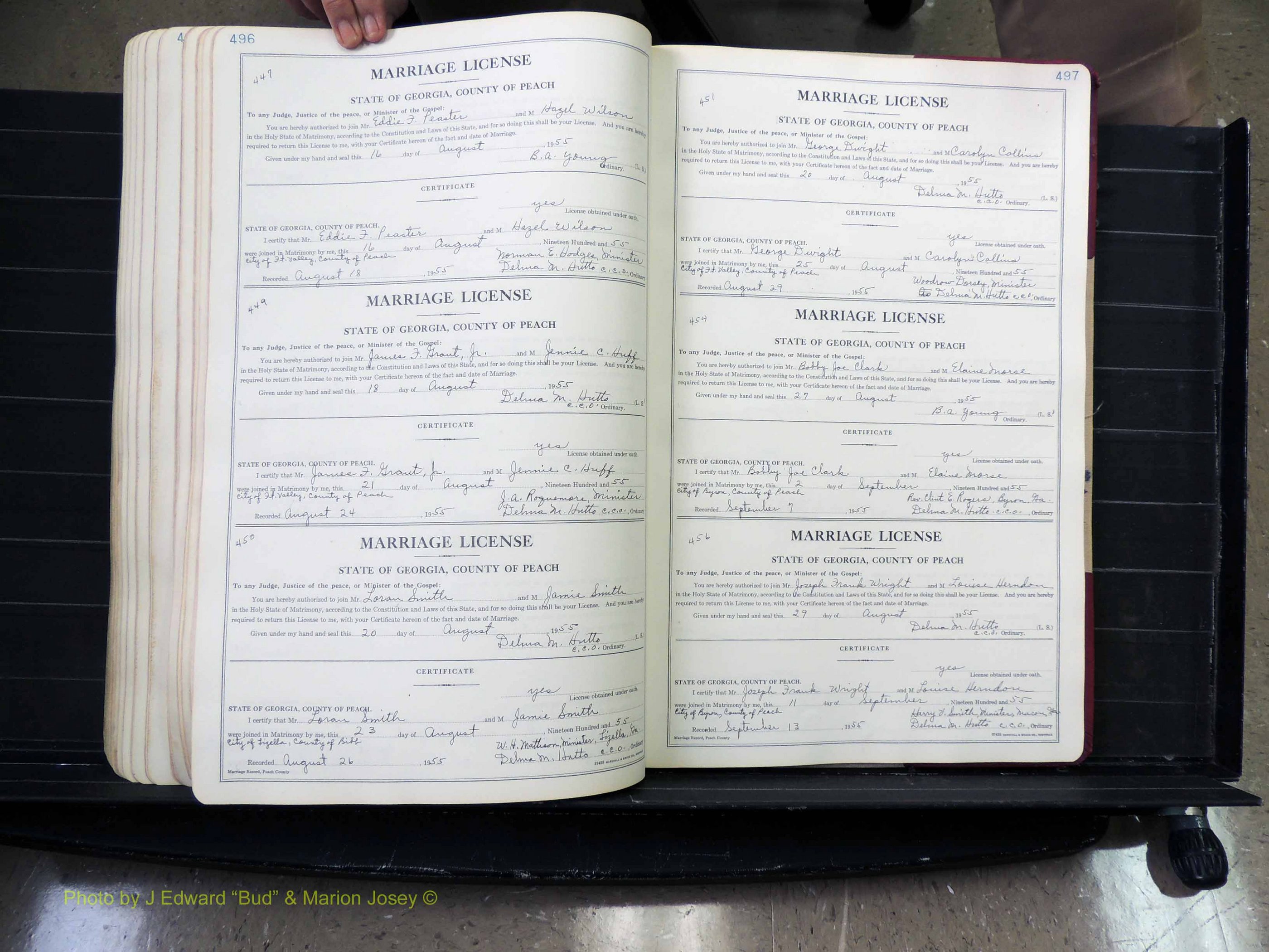 Peach Co, GA, Marriages, Book A, 1926-1960 pg 496-497.JPG