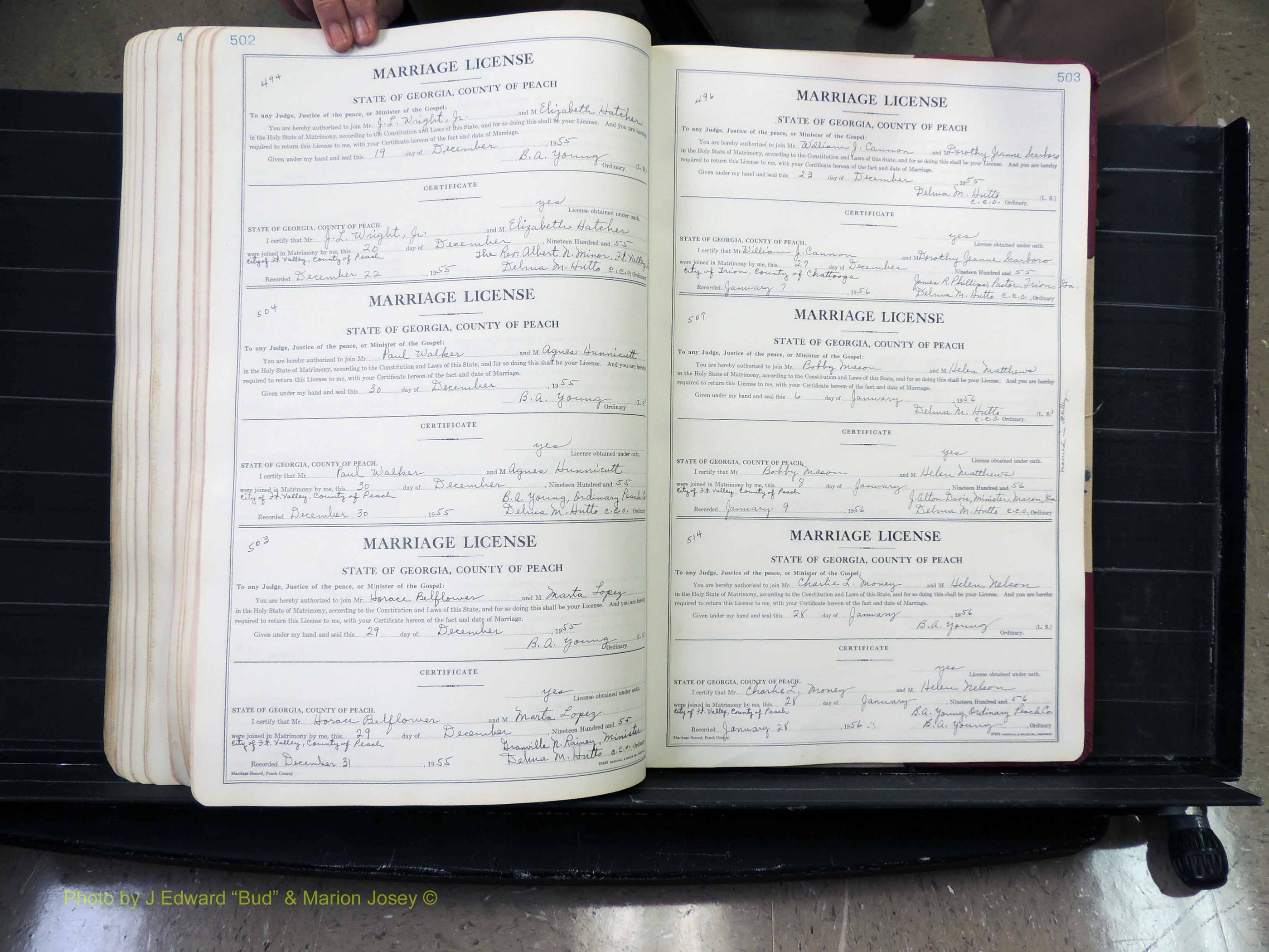 Peach Co, GA, Marriages, Book A, 1926-1960 pg 502-503.JPG