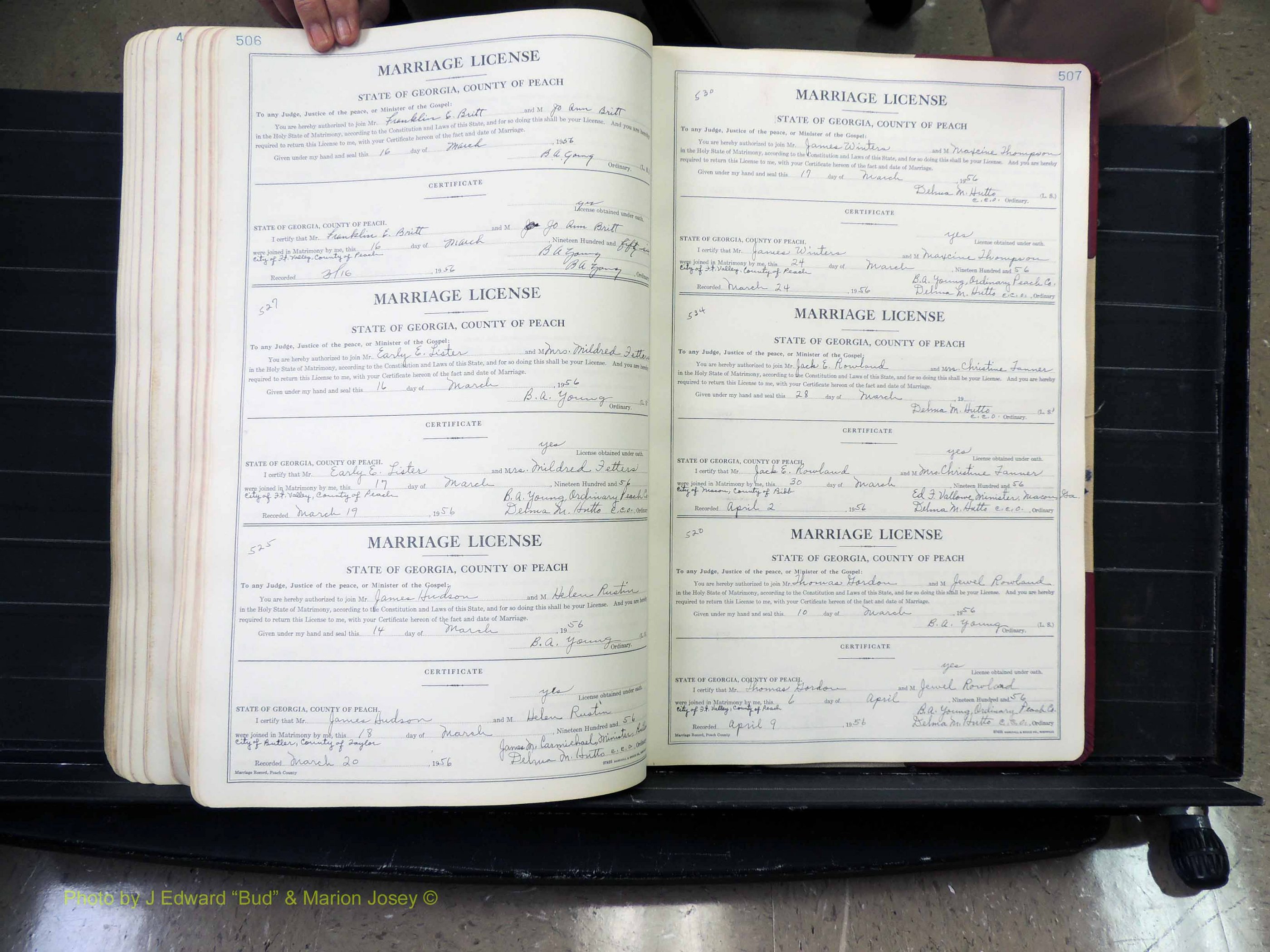 Peach Co, GA, Marriages, Book A, 1926-1960 pg 506-507.JPG
