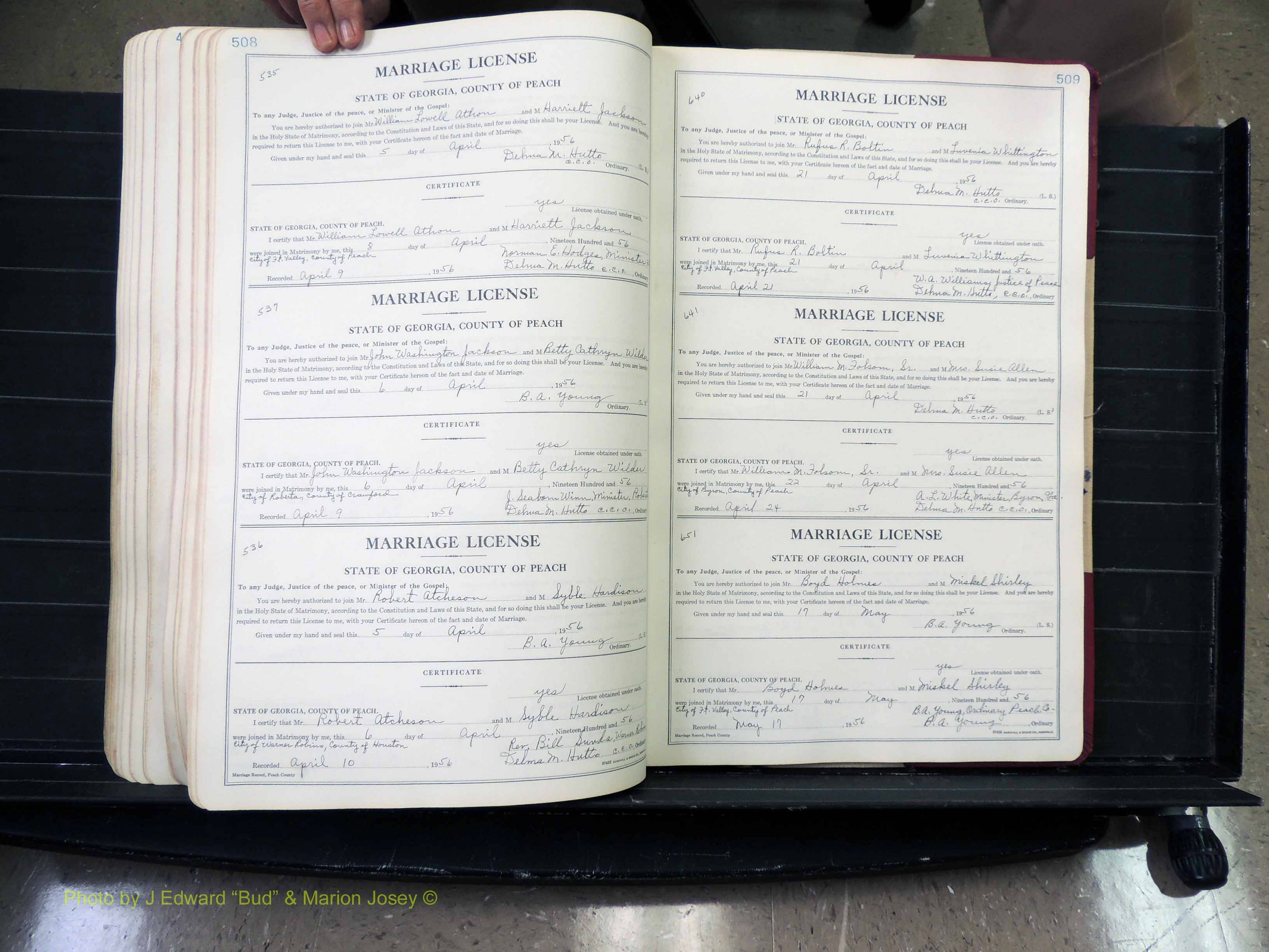 Peach Co, GA, Marriages, Book A, 1926-1960 pg 508-509.JPG