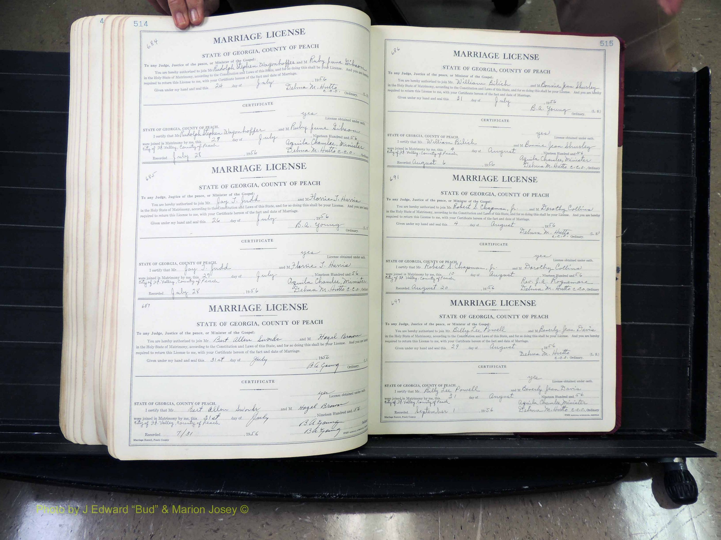 Peach Co, GA, Marriages, Book A, 1926-1960 pg 514-515.JPG