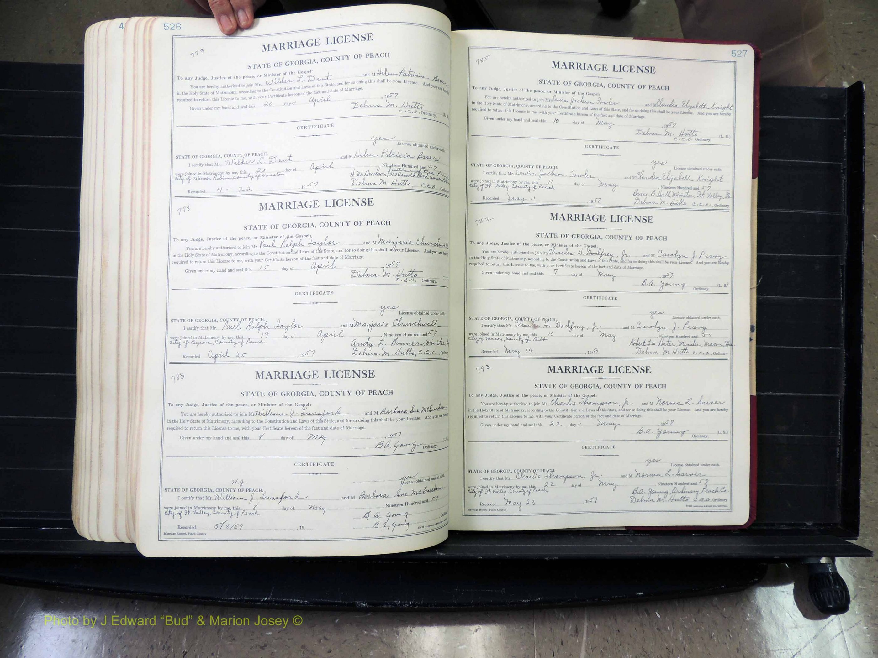 Peach Co, GA, Marriages, Book A, 1926-1960 pg 526-527.JPG
