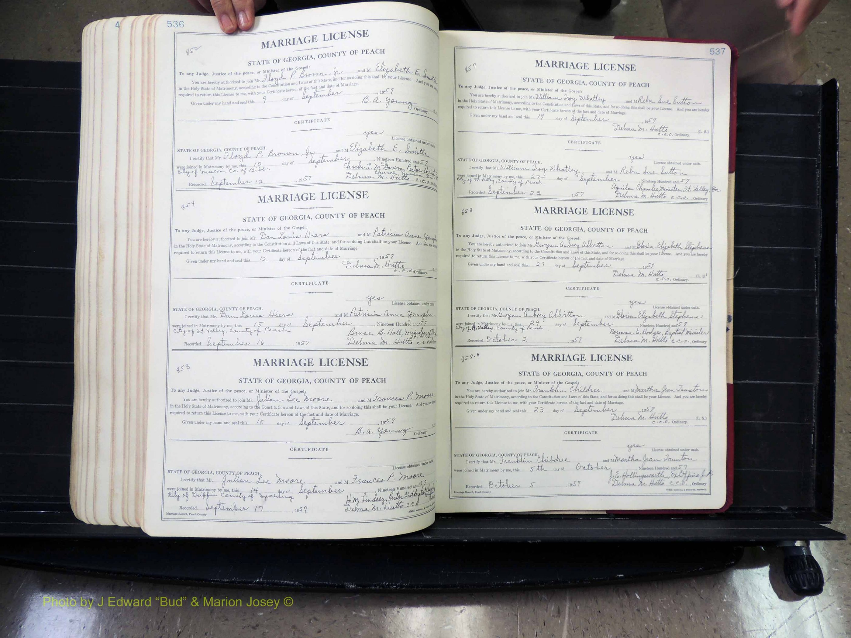 Peach Co, GA, Marriages, Book A, 1926-1960 pg 536-537.JPG