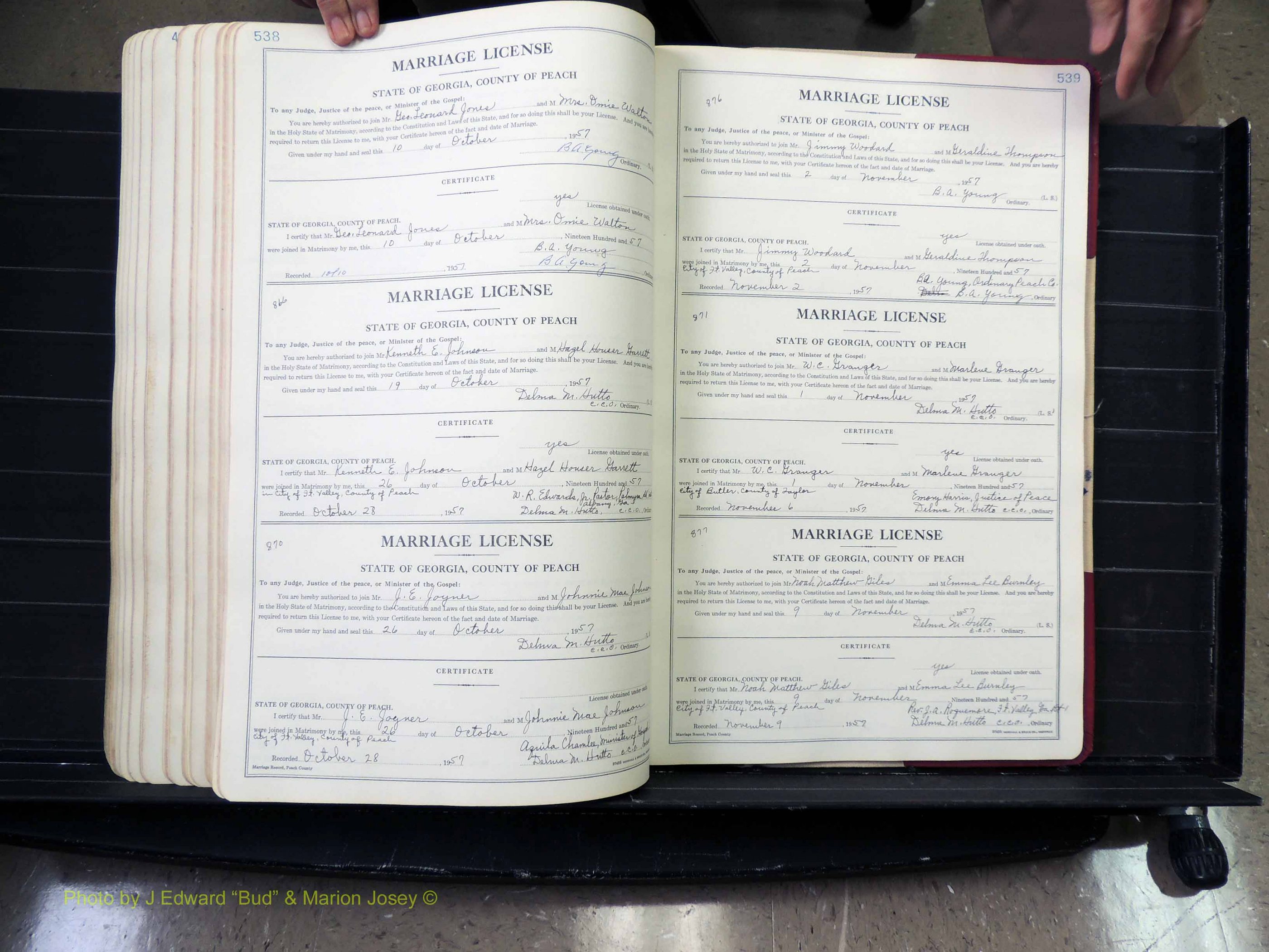 Peach Co, GA, Marriages, Book A, 1926-1960 pg 538-539.JPG