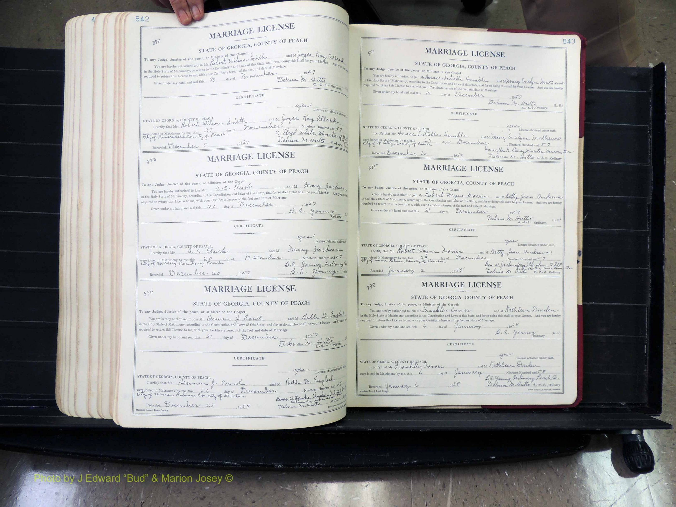 Peach Co, GA, Marriages, Book A, 1926-1960 pg 542-543.JPG