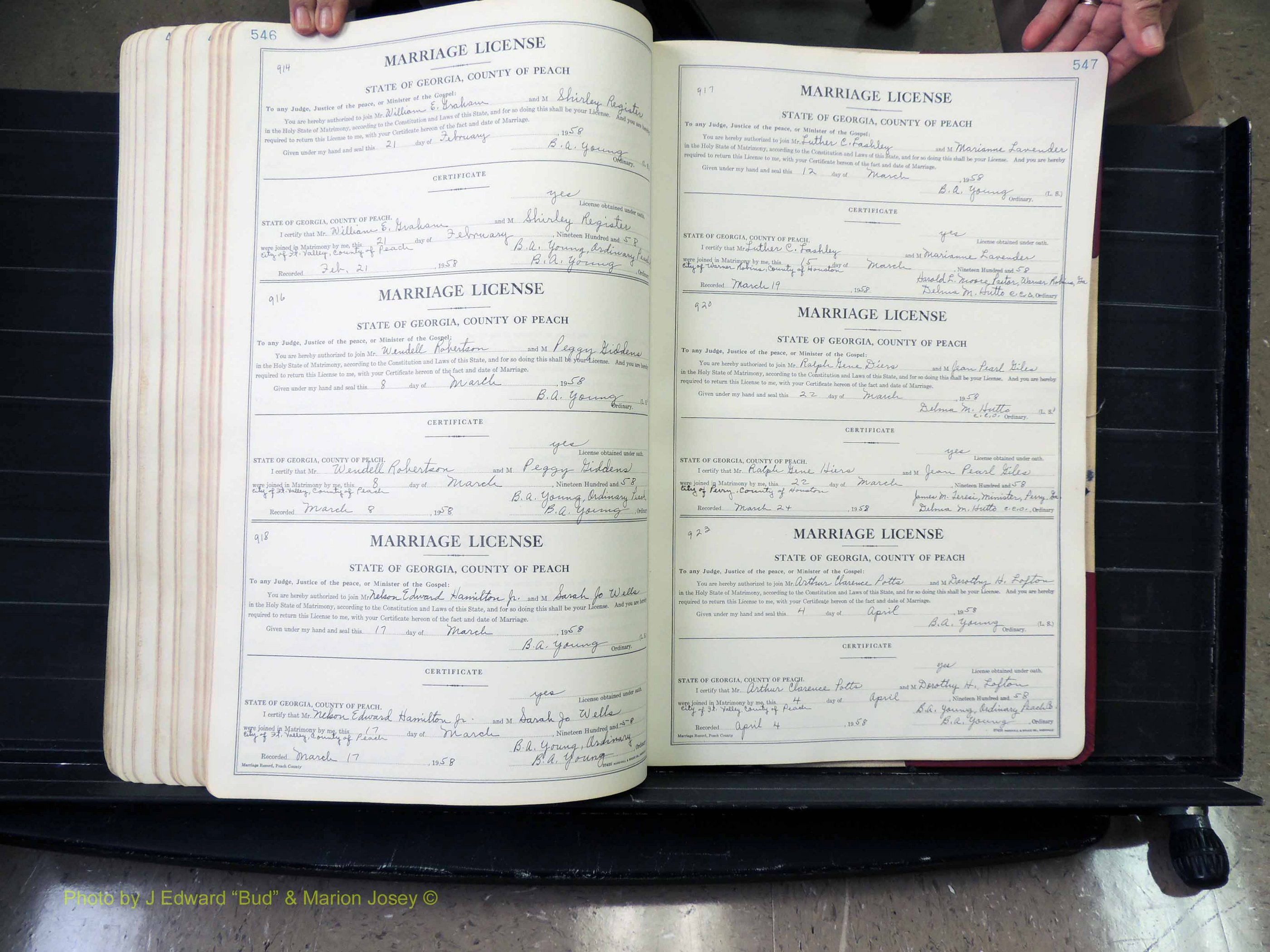 Peach Co, GA, Marriages, Book A, 1926-1960 pg 546-547.JPG