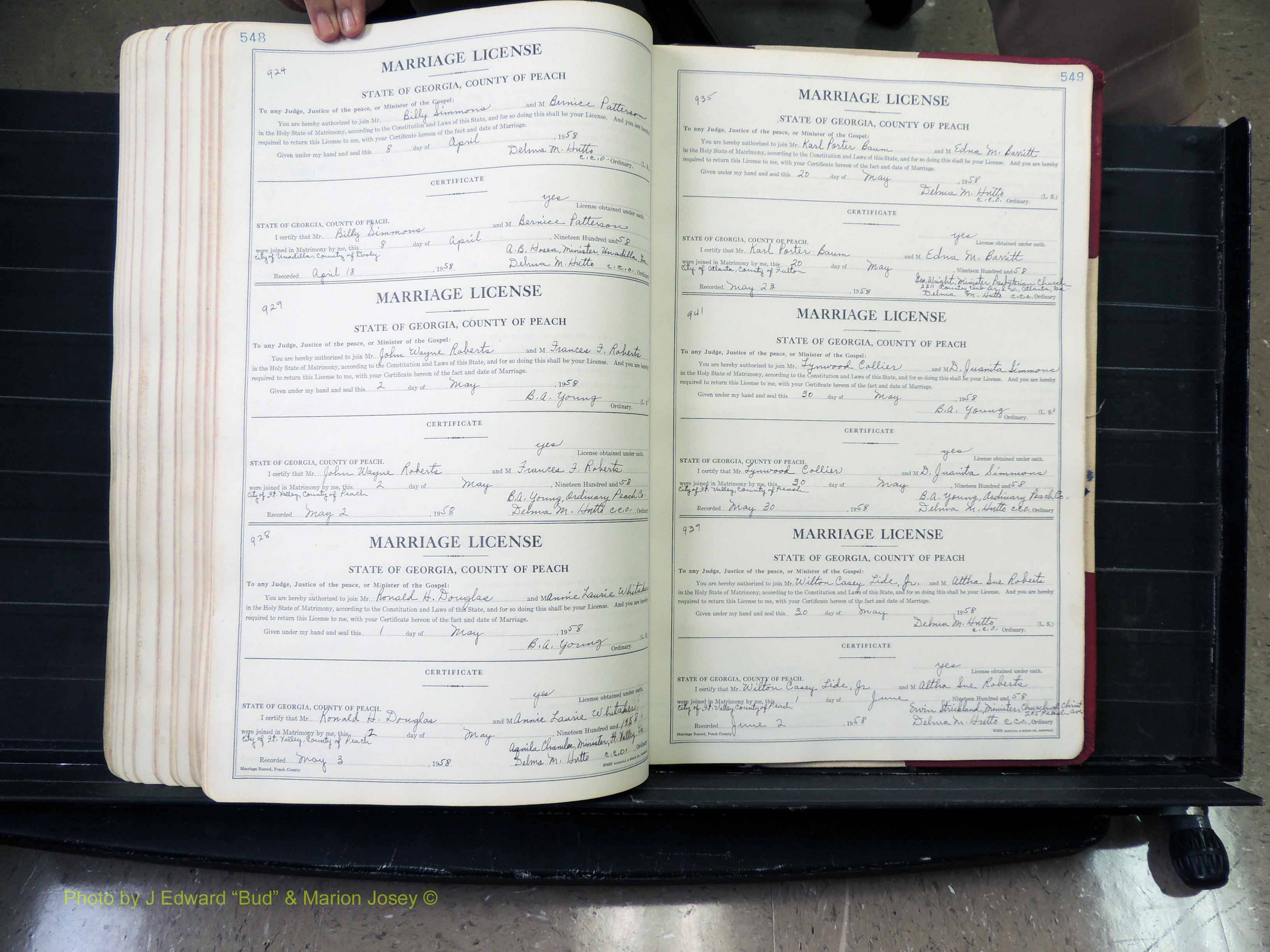 Peach Co, GA, Marriages, Book A, 1926-1960 pg 548-549.JPG