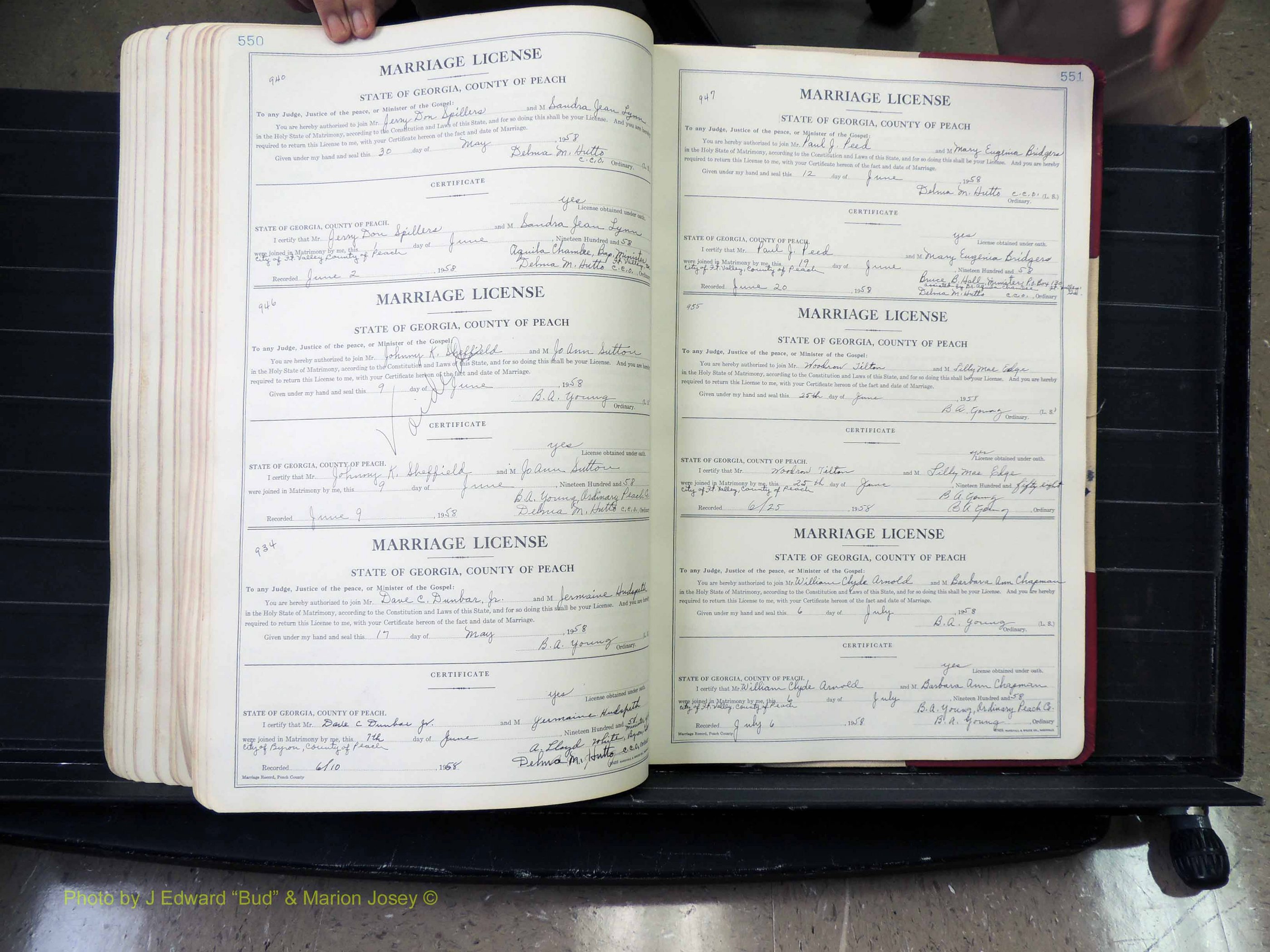Peach Co, GA, Marriages, Book A, 1926-1960 pg 550-551.JPG