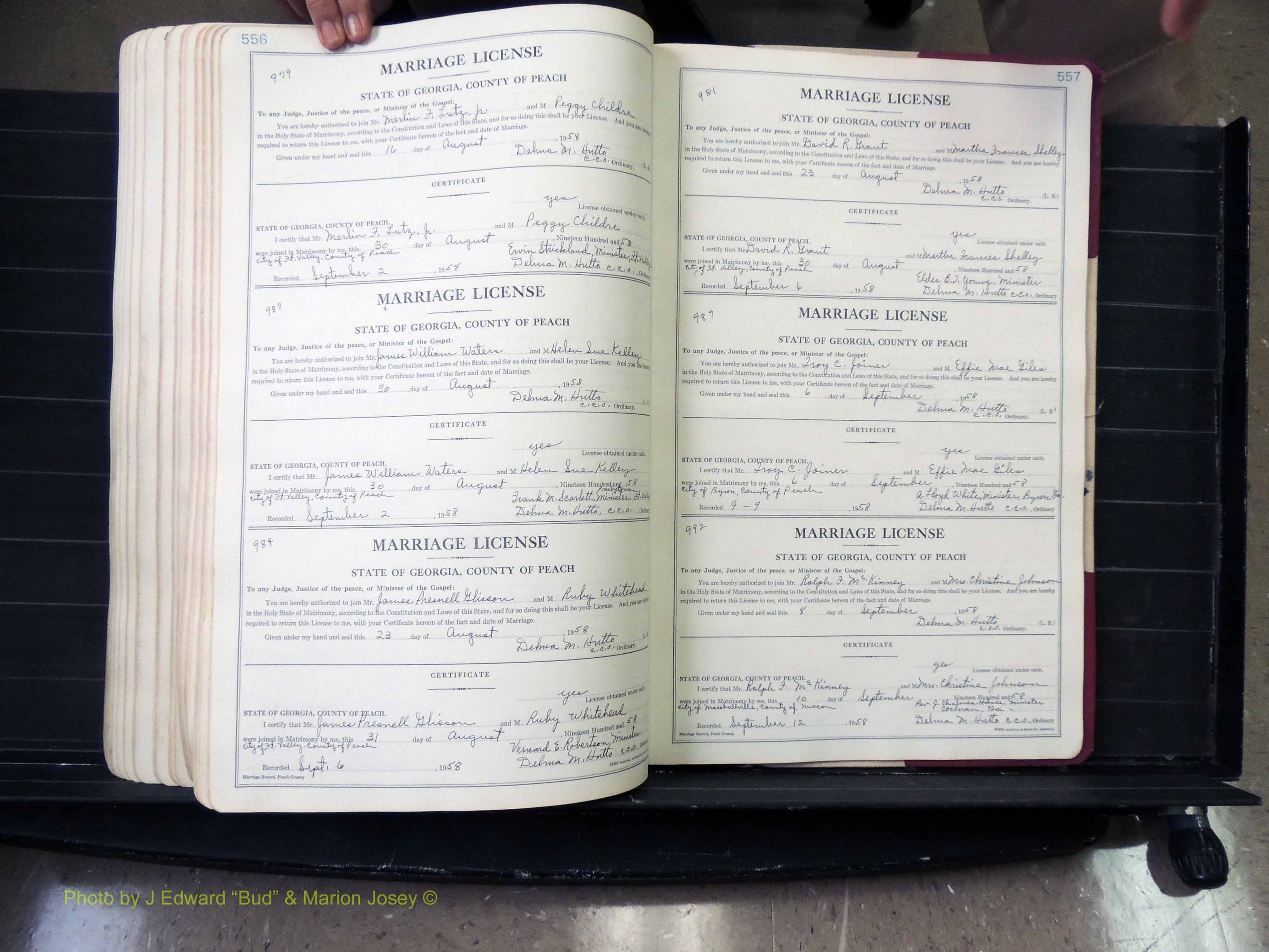 Peach Co, GA, Marriages, Book A, 1926-1960 pg 556-557.JPG