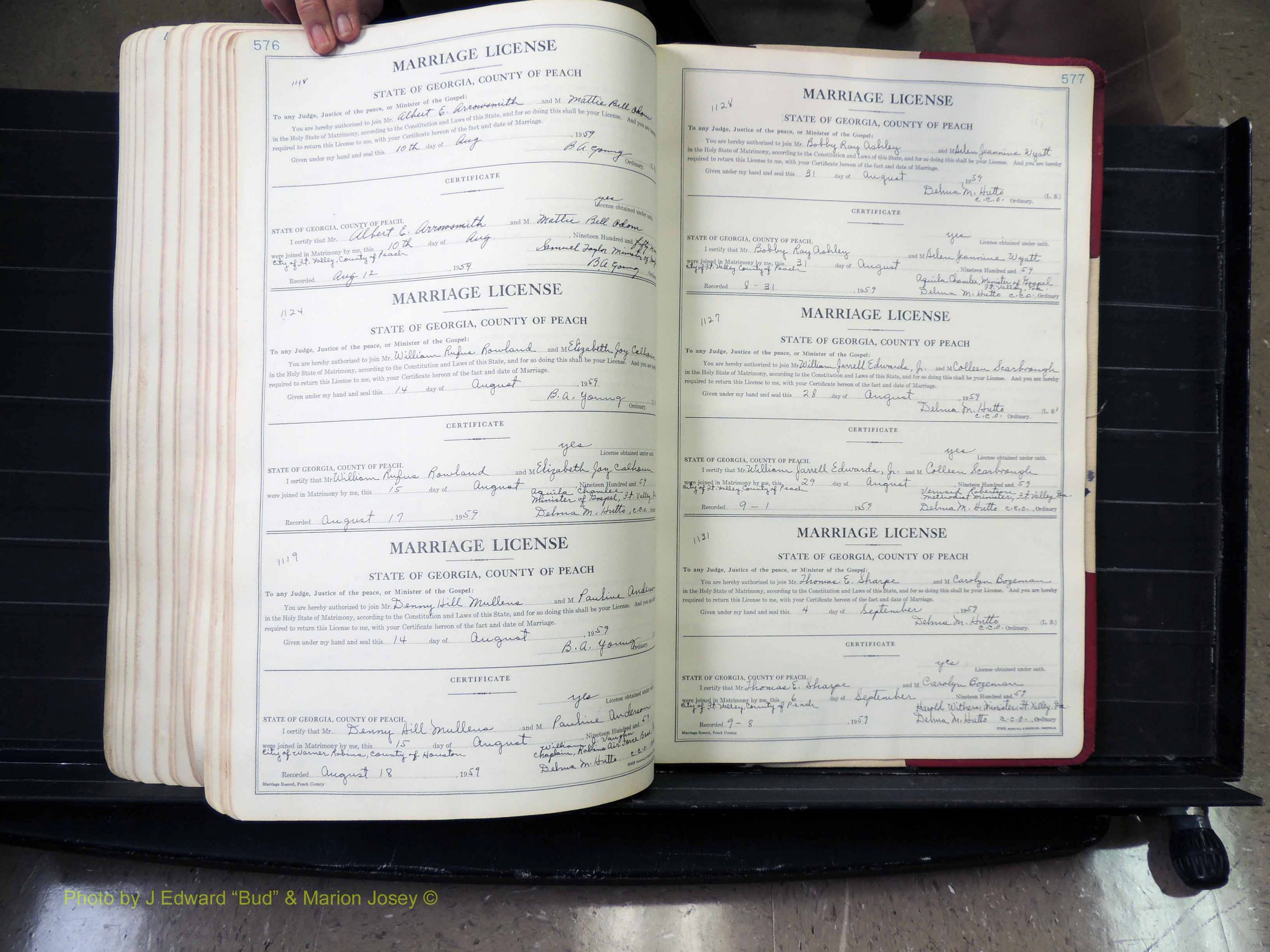 Peach Co, GA, Marriages, Book A, 1926-1960 pg 576-577.JPG