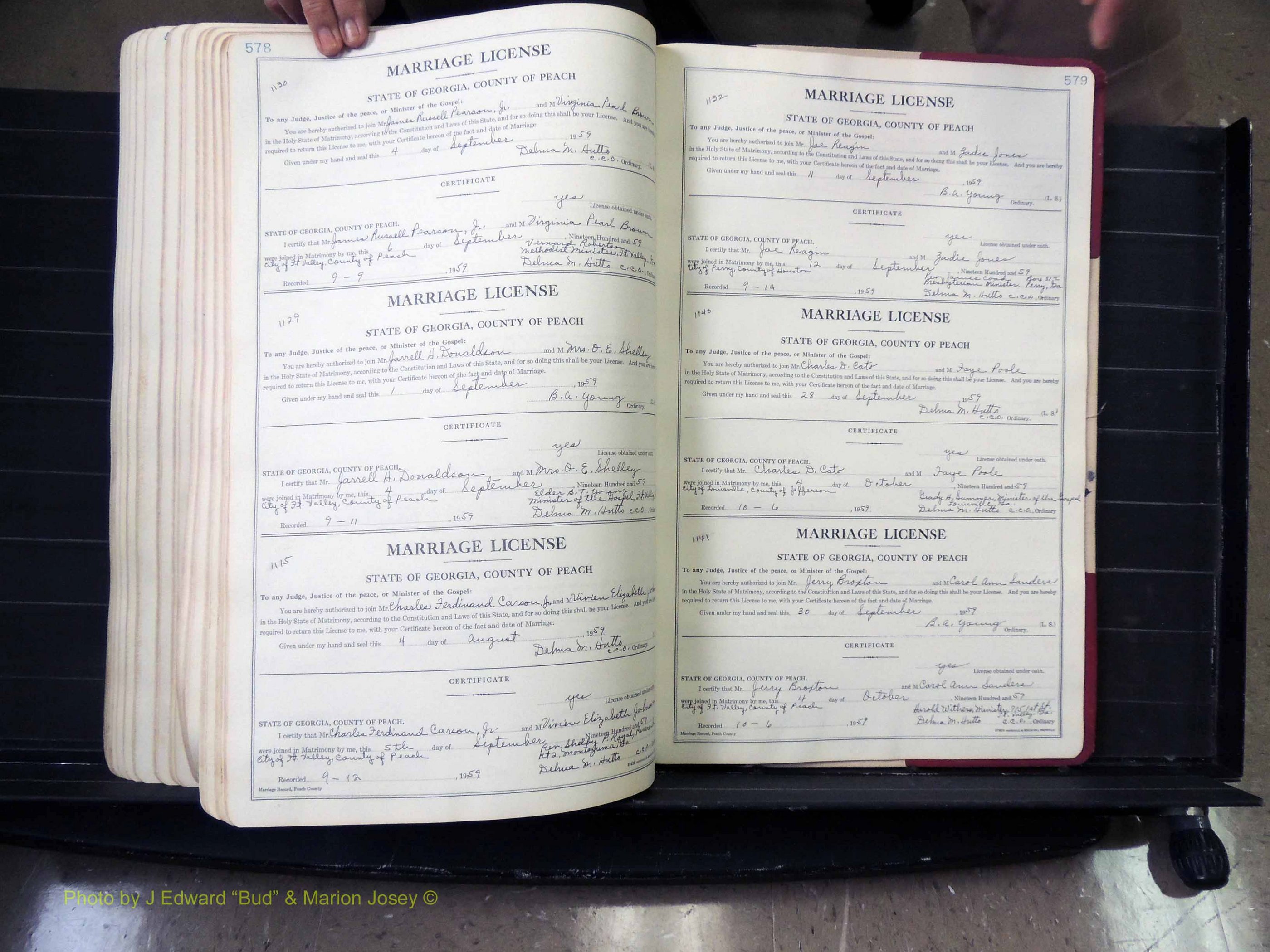 Peach Co, GA, Marriages, Book A, 1926-1960 pg 578-579.JPG