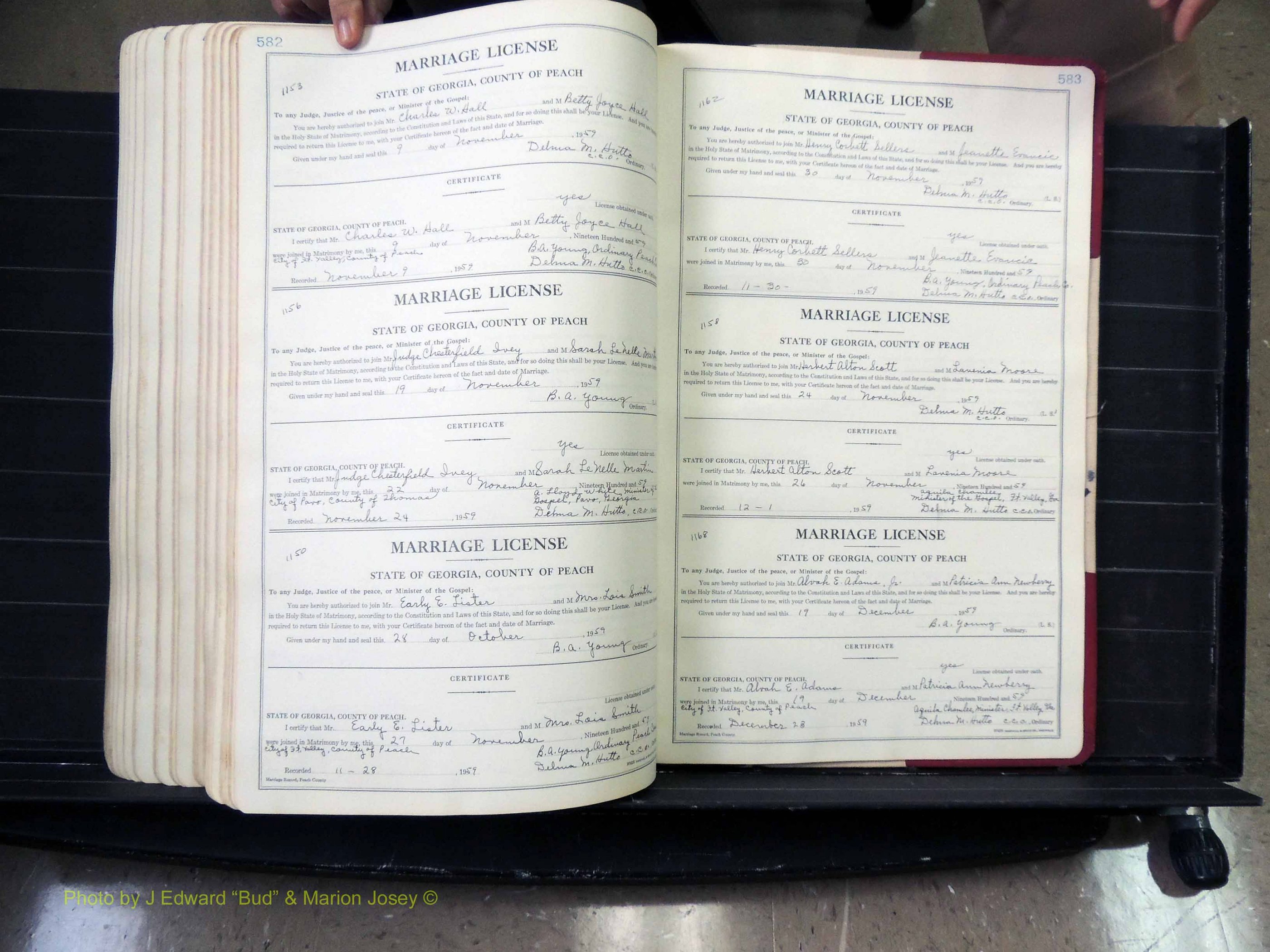 Peach Co, GA, Marriages, Book A, 1926-1960 pg 582-583.JPG