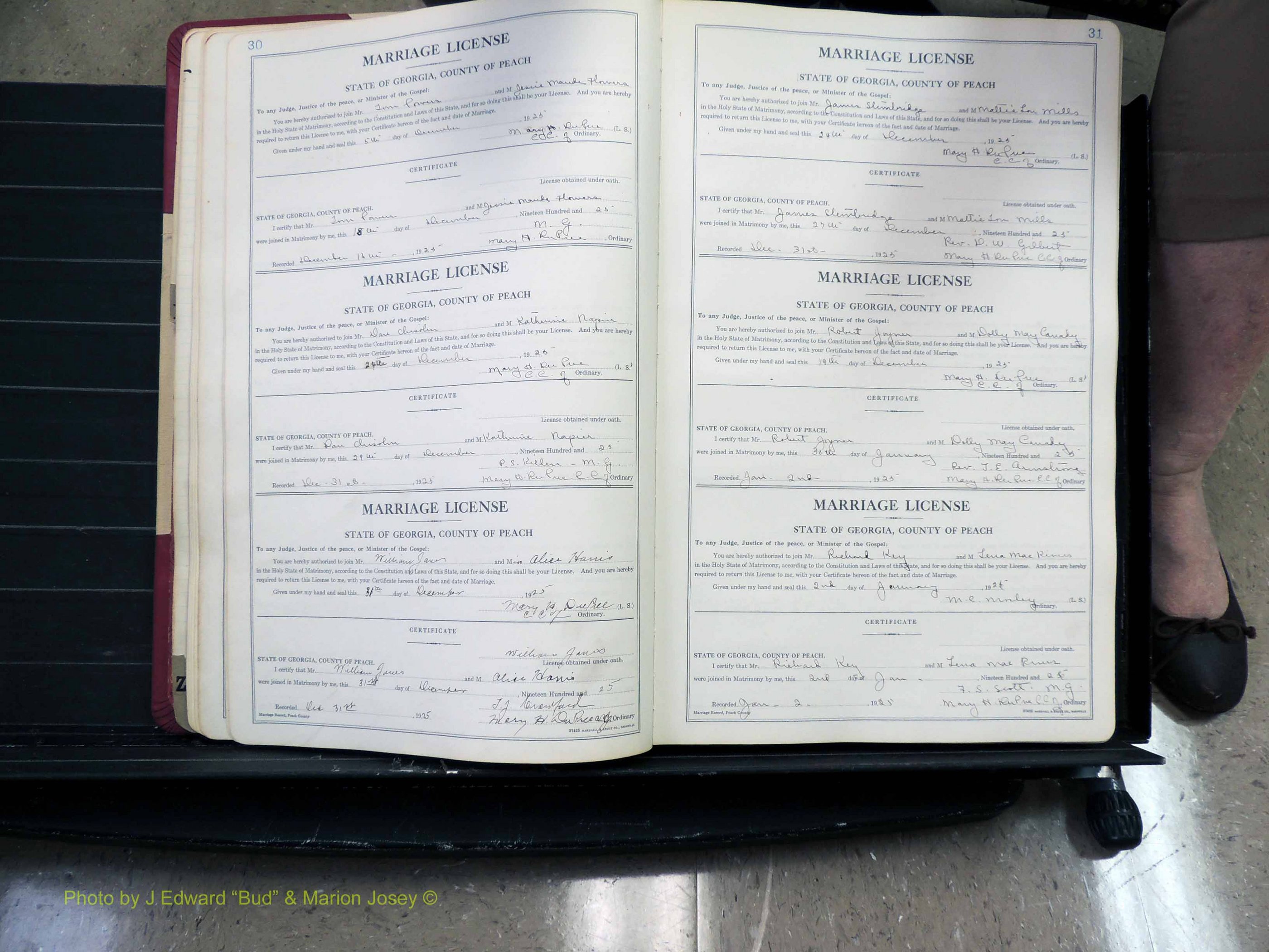 Peach Co, GA, Marriages, Book B, 1925-1991 pg 030-031.JPG