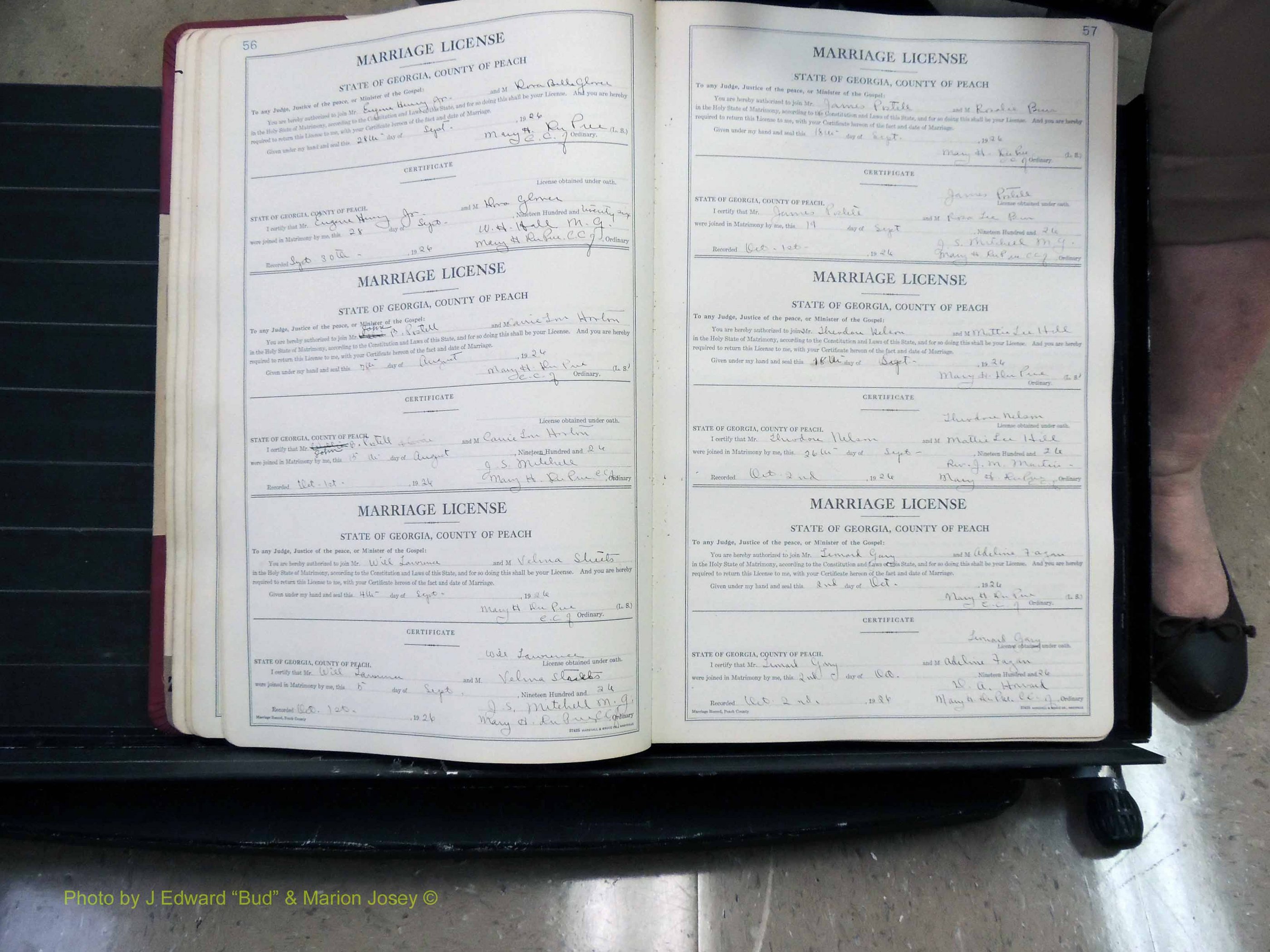 Peach Co, GA, Marriages, Book B, 1925-1991 pg 056-057.JPG