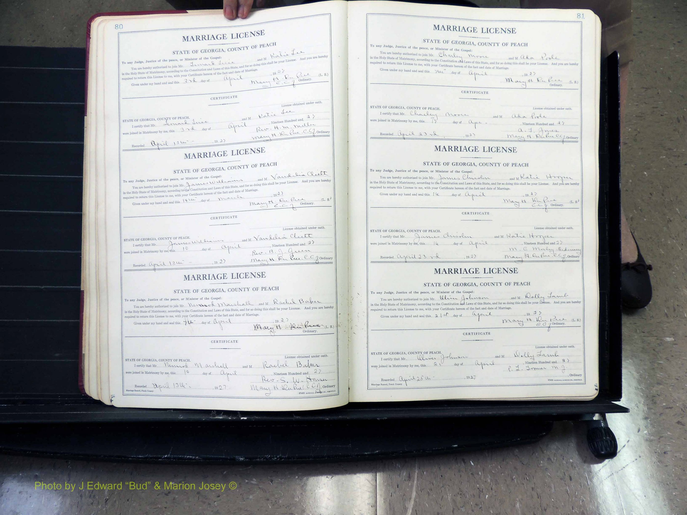Peach Co, GA, Marriages, Book B, 1925-1991 pg 080-081.JPG