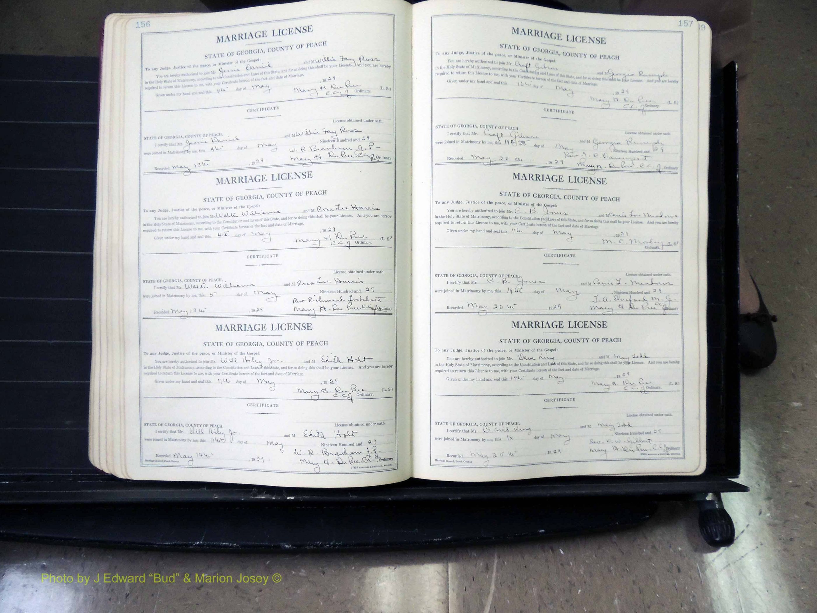 Peach Co, GA, Marriages, Book B, 1925-1991 pg 156-157.JPG