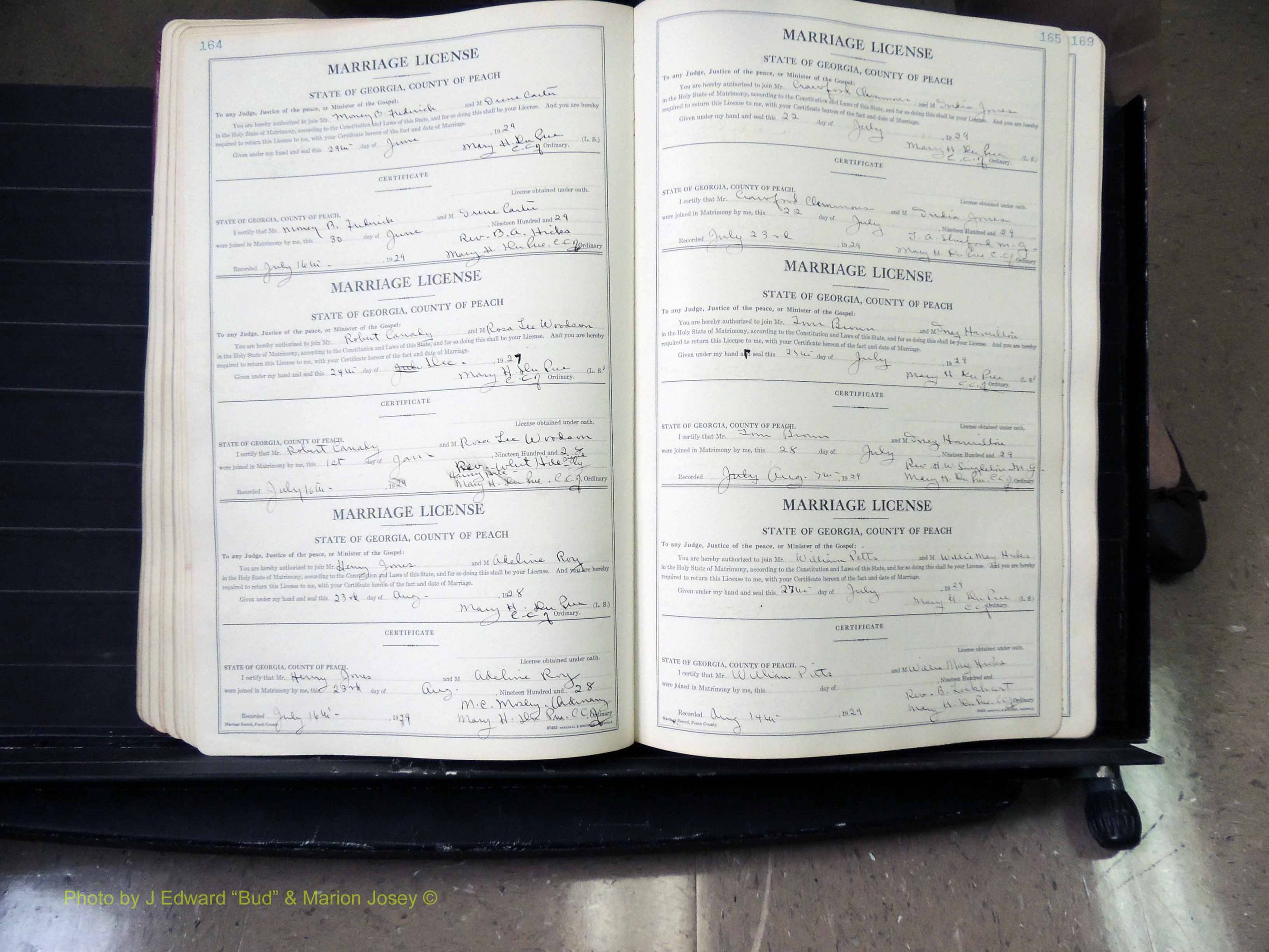 Peach Co, GA, Marriages, Book B, 1925-1991 pg 164-165.JPG