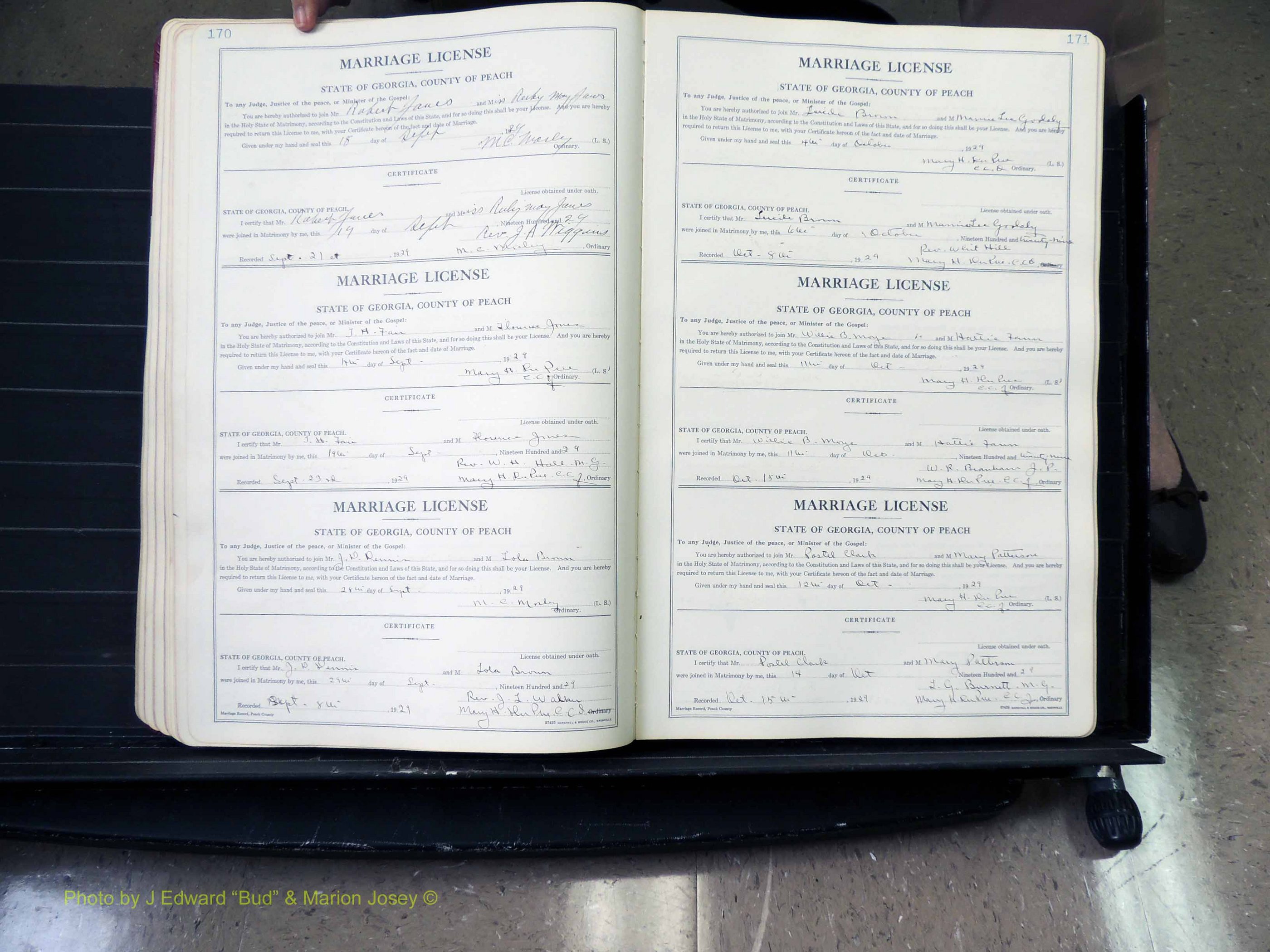 Peach Co, GA, Marriages, Book B, 1925-1991 pg 170-171.JPG
