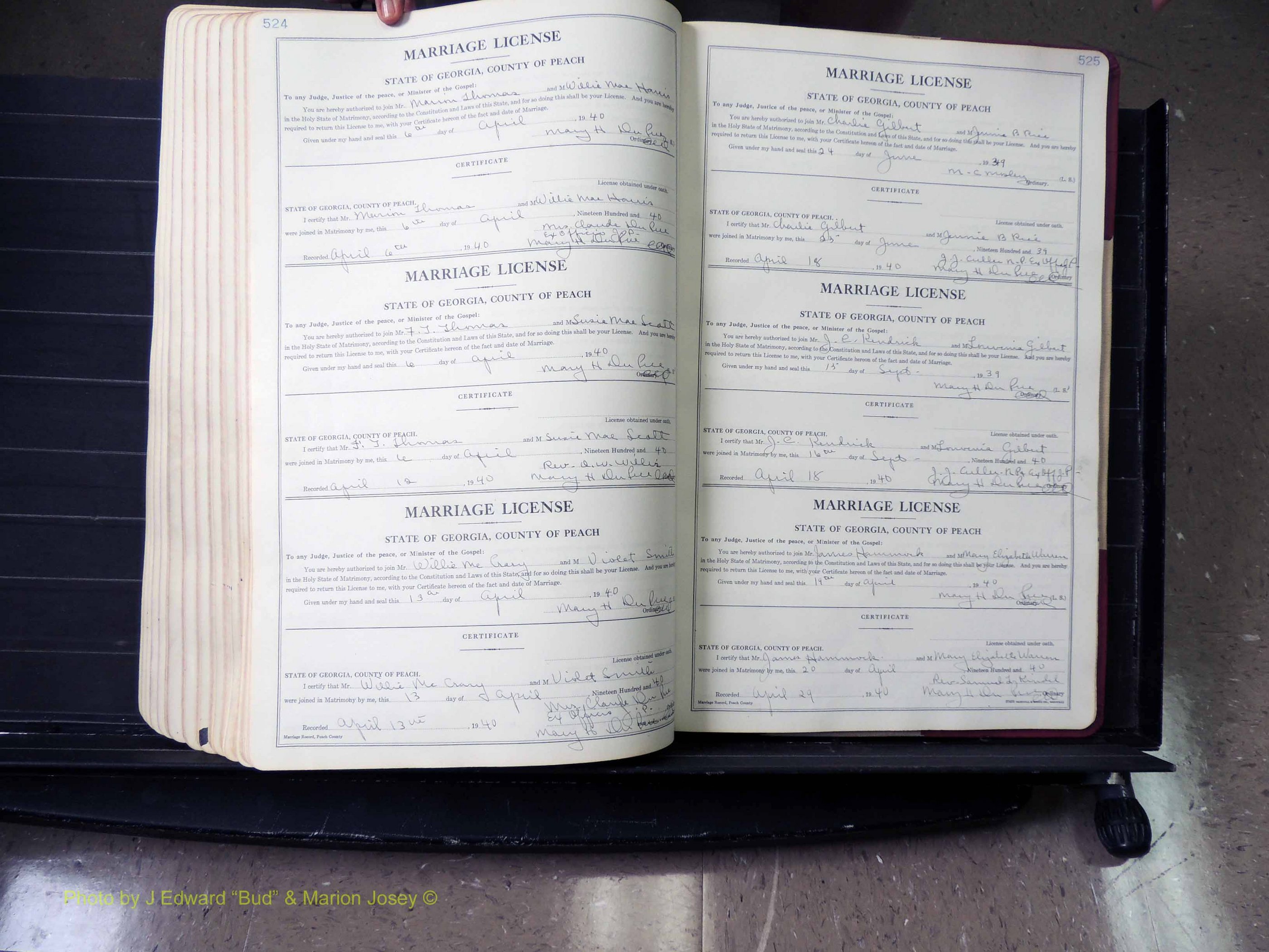 Peach Co, GA, Marriages, Book B, 1925-1991 pg 524-525.JPG