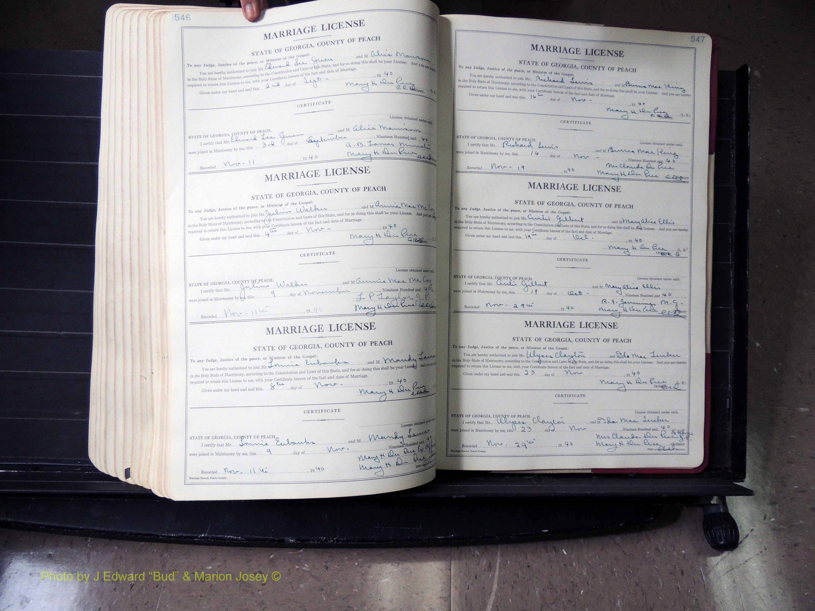 Peach Co, GA, Marriages, Book B, 1925-1991 pg 546-547.JPG