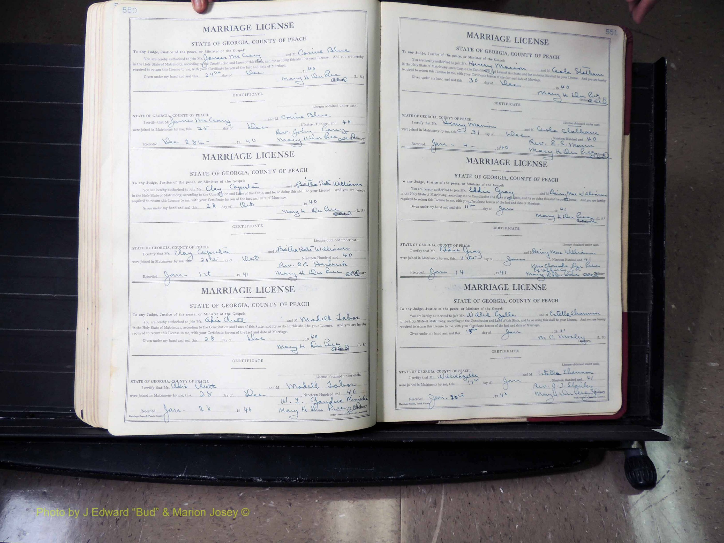 Peach Co, GA, Marriages, Book B, 1925-1991 pg 550-551.JPG