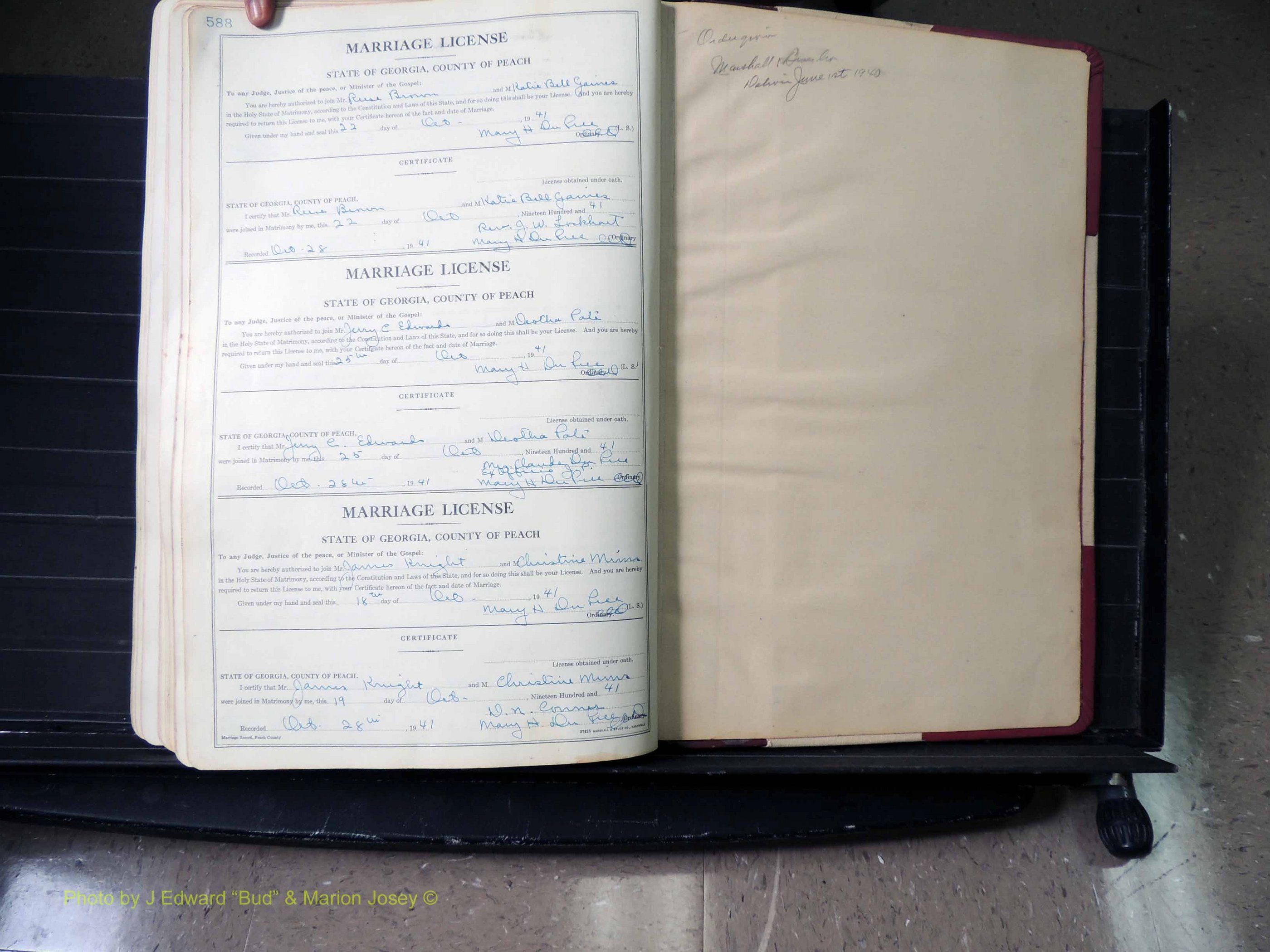 Peach Co, GA, Marriages, Book B, 1925-1991 pg 588.JPG