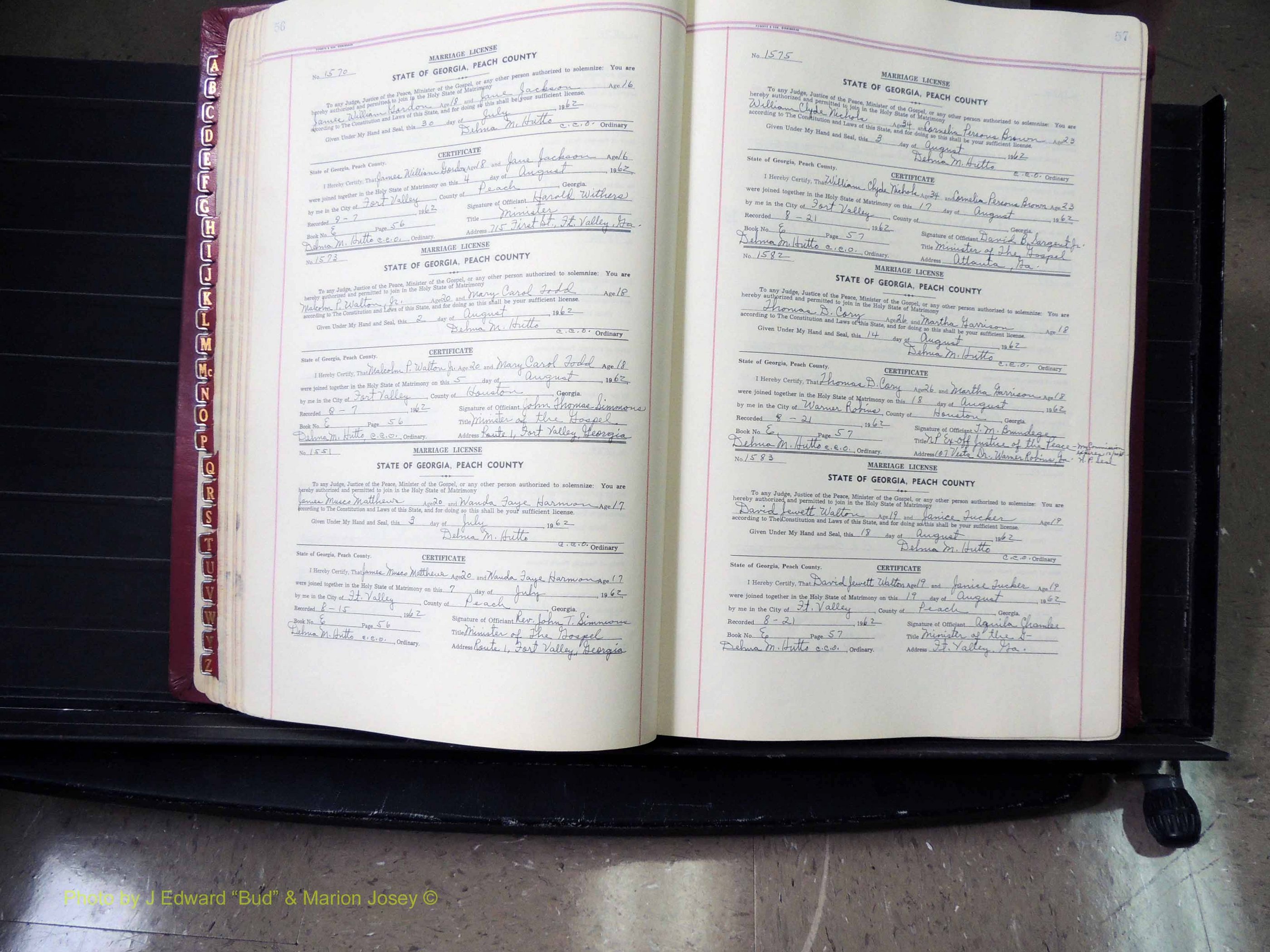 Peach Co, GA, Marriages, Book E, 1960-1984 pg 056-057.JPG