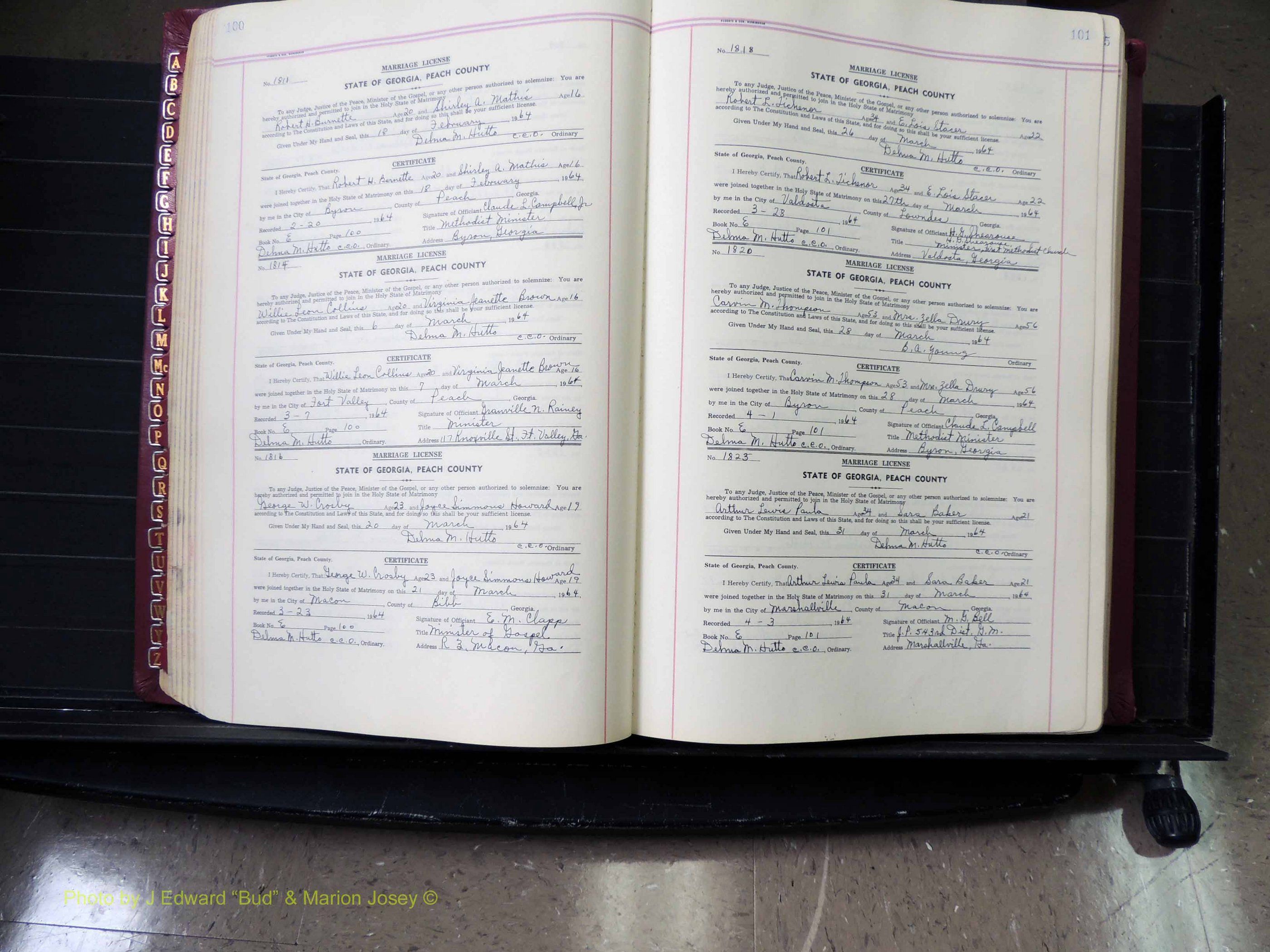 Peach Co, GA, Marriages, Book E, 1960-1984 pg 100-101.JPG