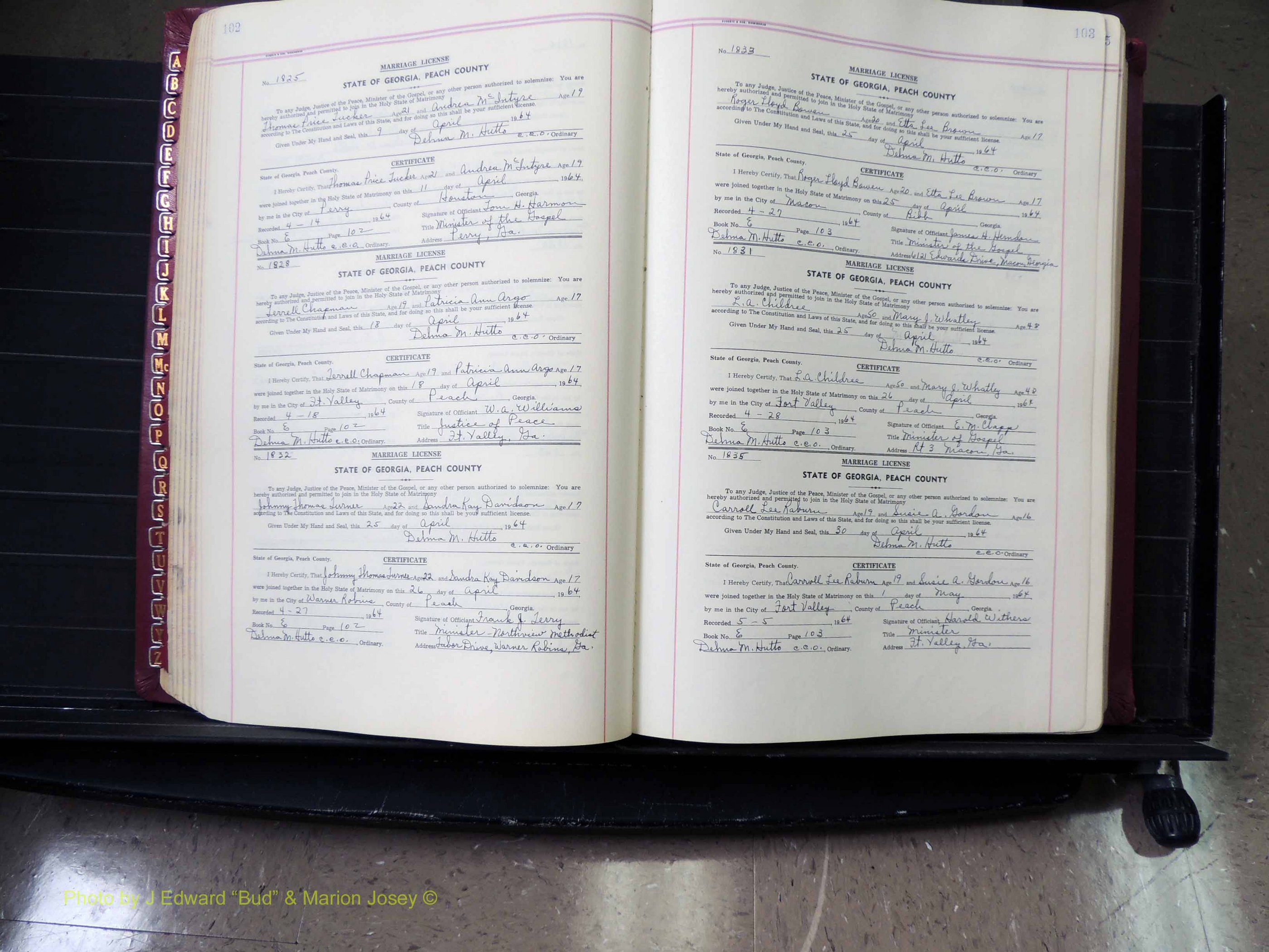 Peach Co, GA, Marriages, Book E, 1960-1984 pg 102-103.JPG
