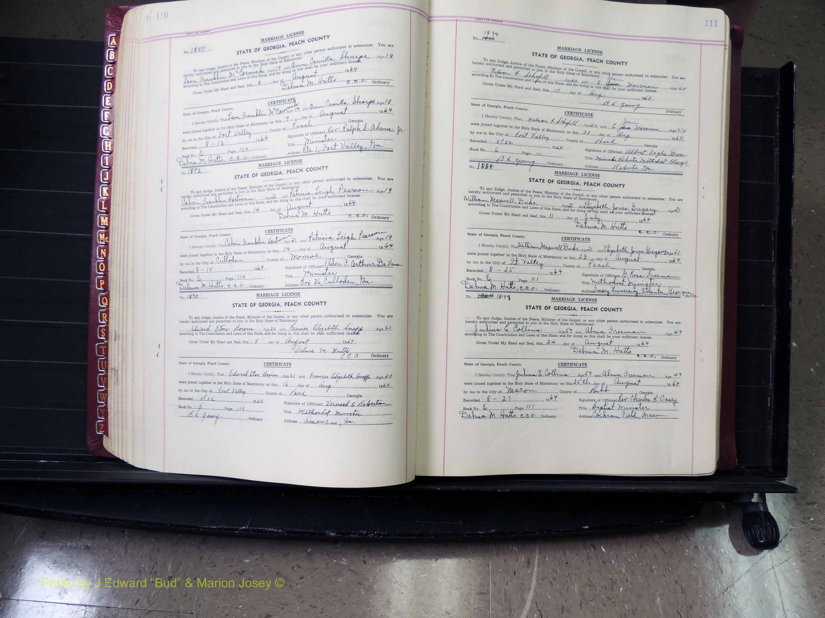 Peach Co, GA, Marriages, Book E, 1960-1984 pg 110-111.JPG