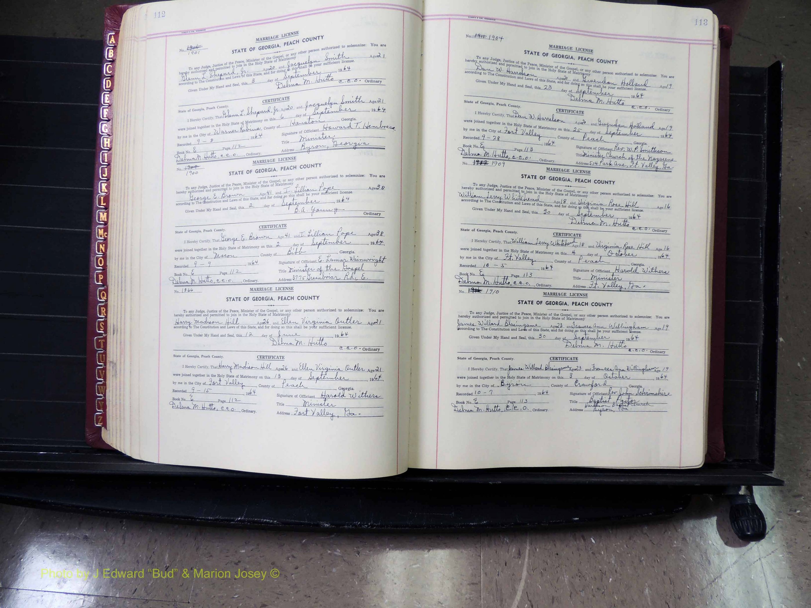 Peach Co, GA, Marriages, Book E, 1960-1984 pg 112-113.JPG