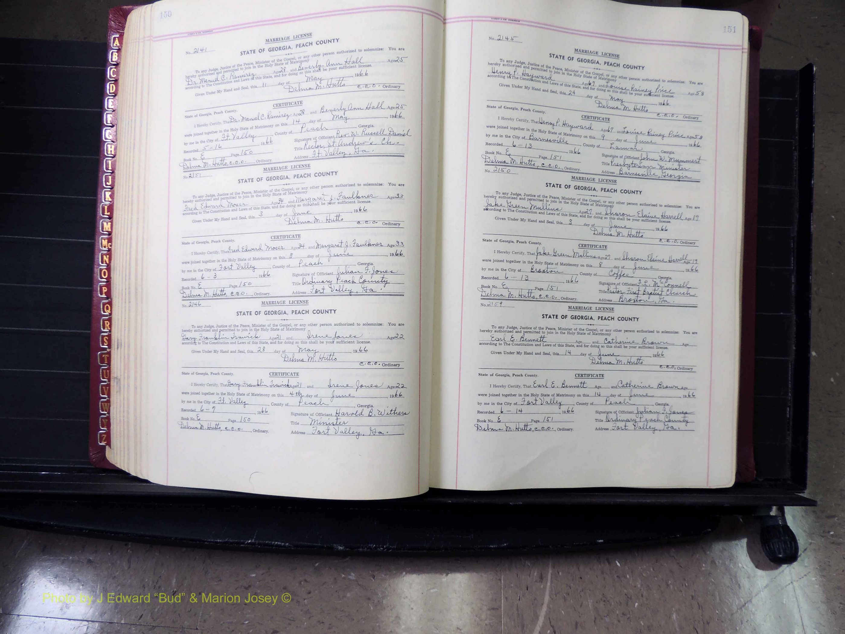Peach Co, GA, Marriages, Book E, 1960-1984 pg 150-151.JPG