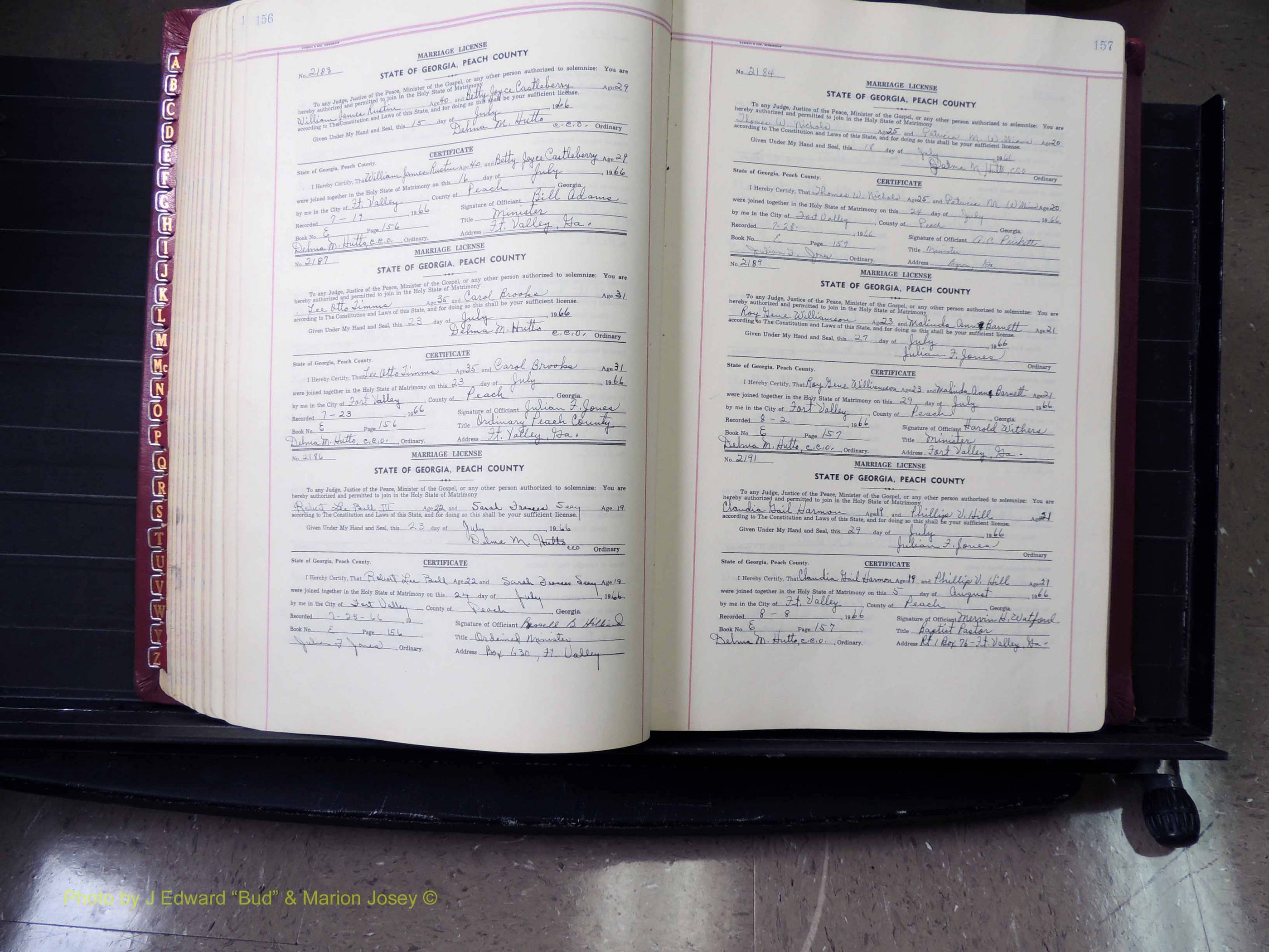 Peach Co, GA, Marriages, Book E, 1960-1984 pg 156-157.JPG