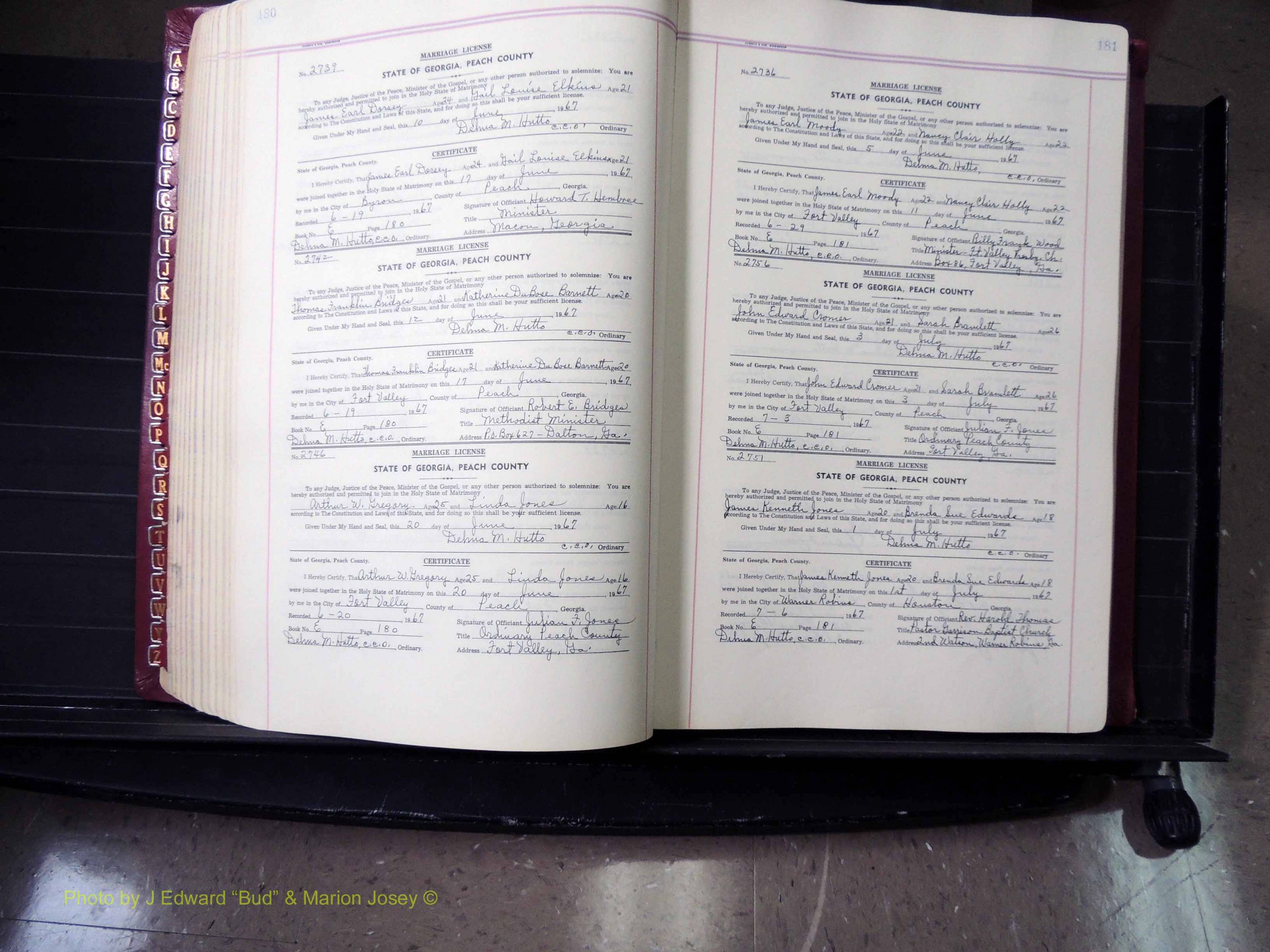Peach Co, GA, Marriages, Book E, 1960-1984 pg 180-181.JPG