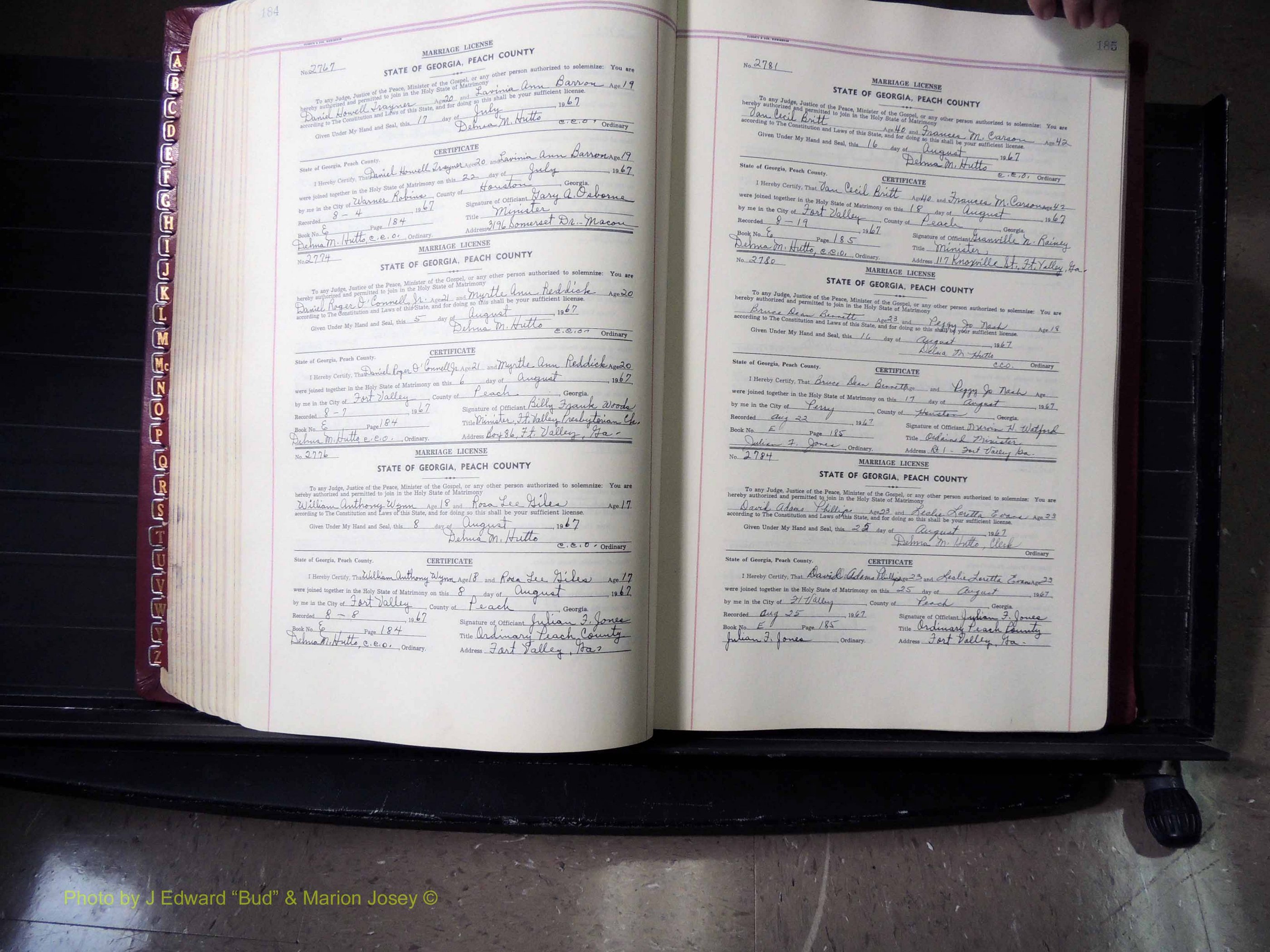 Peach Co, GA, Marriages, Book E, 1960-1984 pg 184-185.JPG