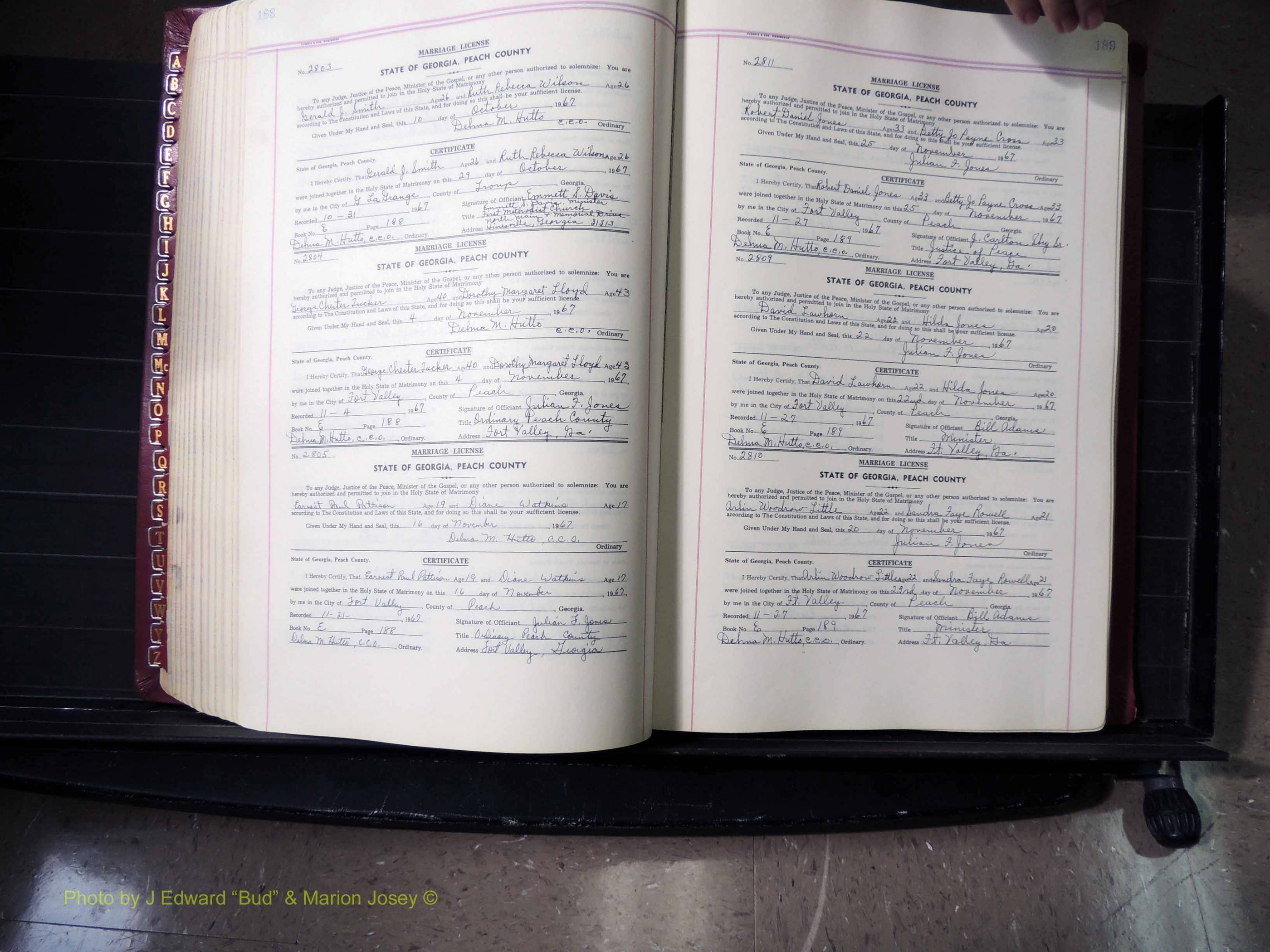 Peach Co, GA, Marriages, Book E, 1960-1984 pg 188-189.JPG