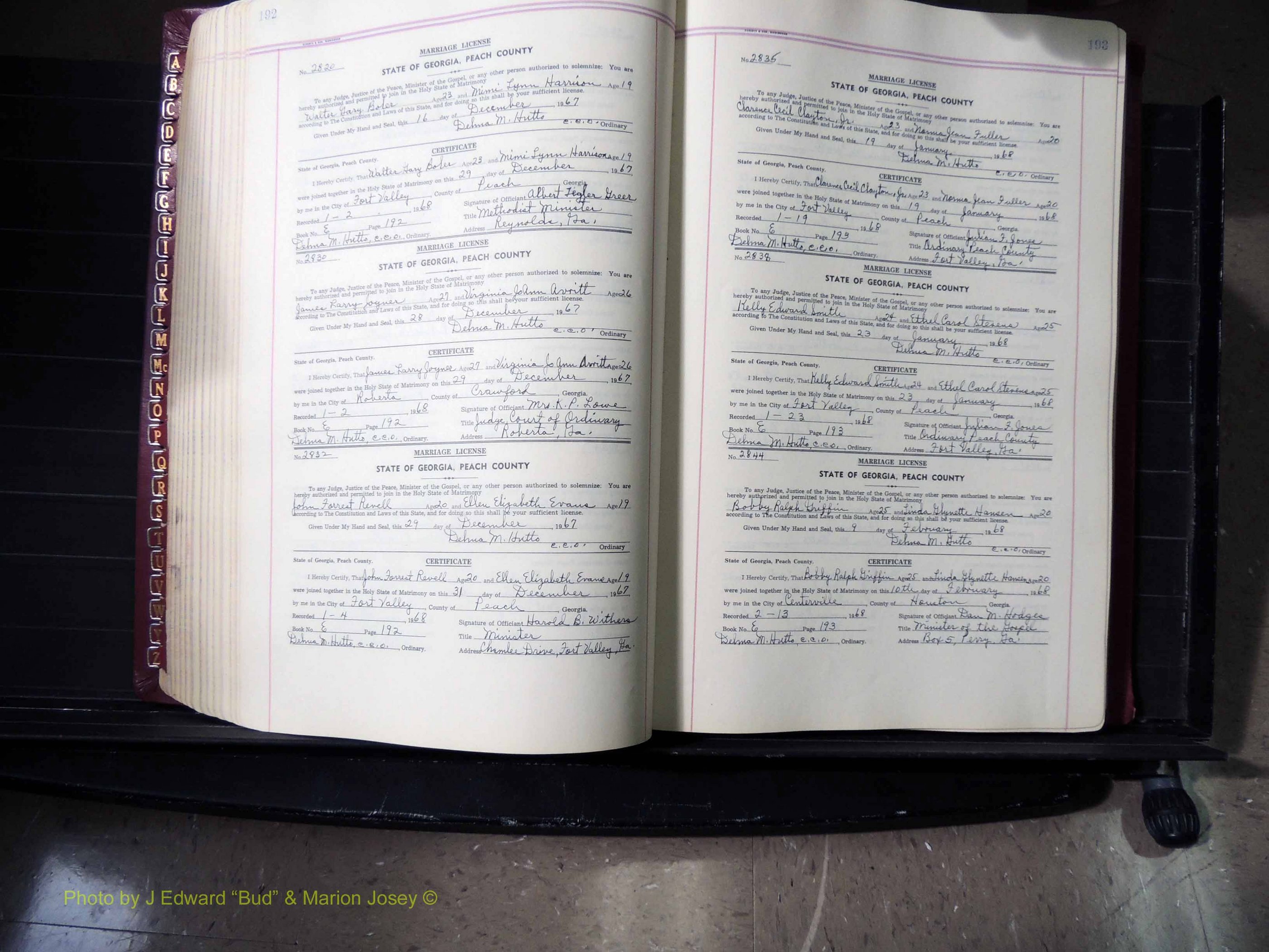 Peach Co, GA, Marriages, Book E, 1960-1984 pg 192-193.JPG