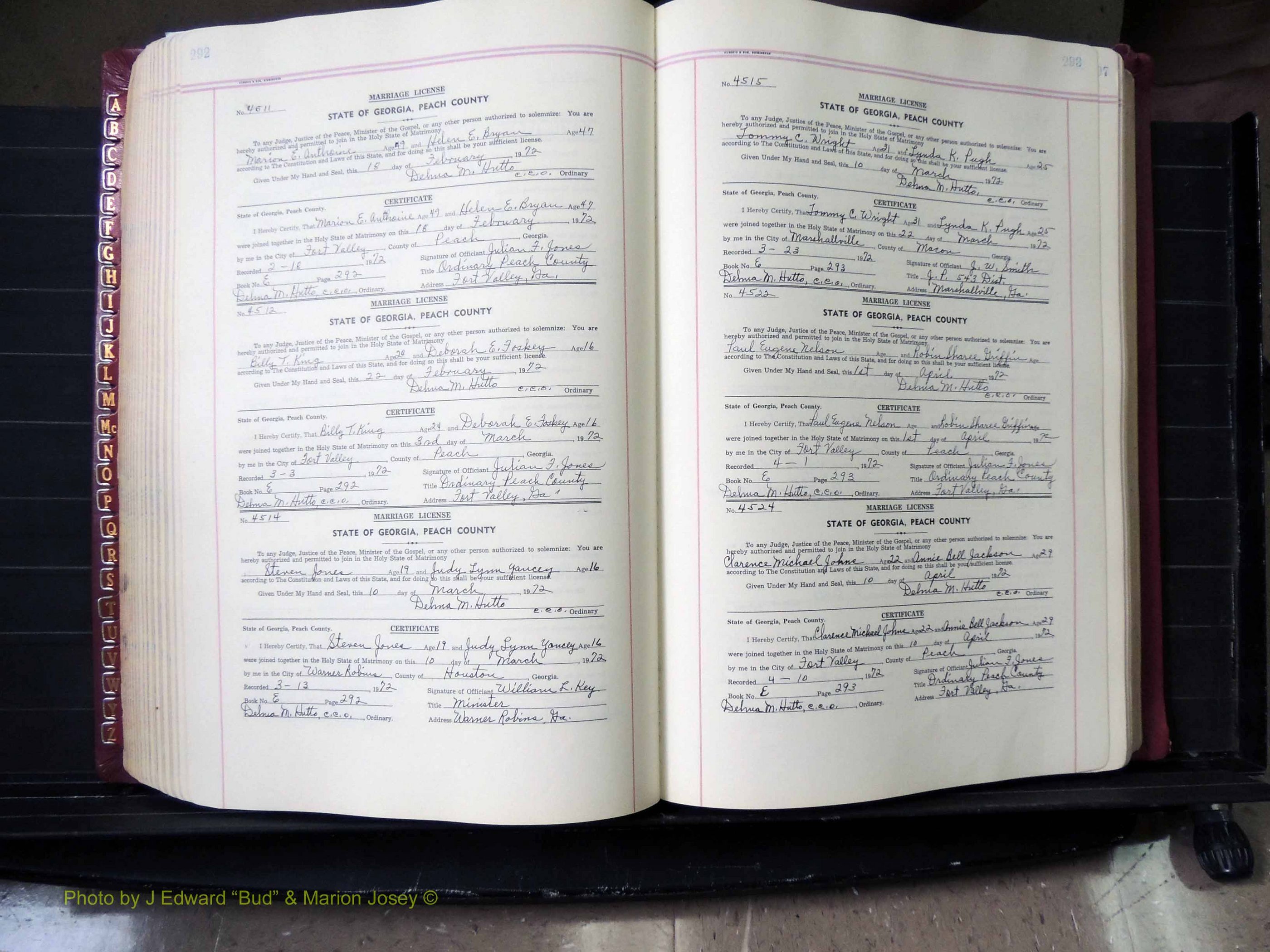 Peach Co, GA, Marriages, Book E, 1960-1984 pg 292-293.JPG