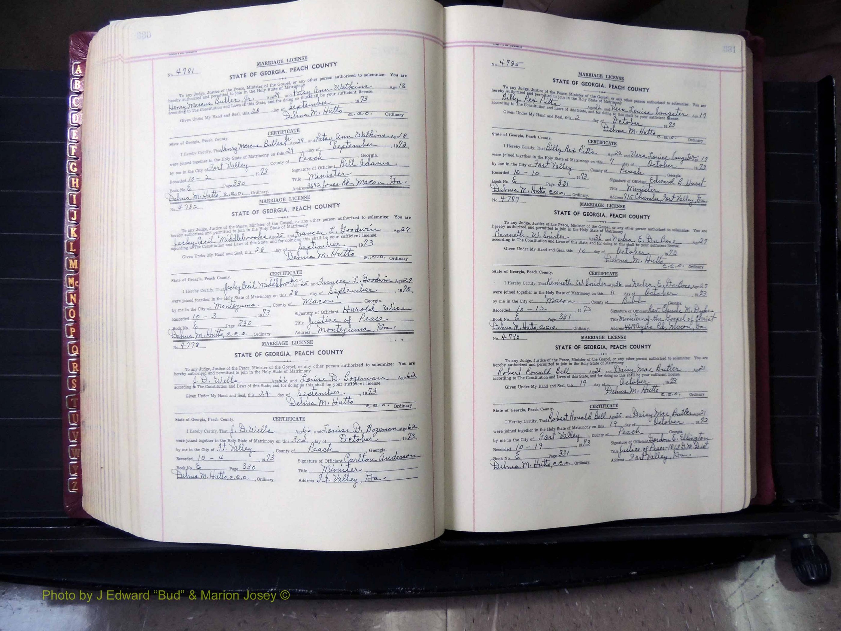 Peach Co, GA, Marriages, Book E, 1960-1984 pg 330-331.JPG