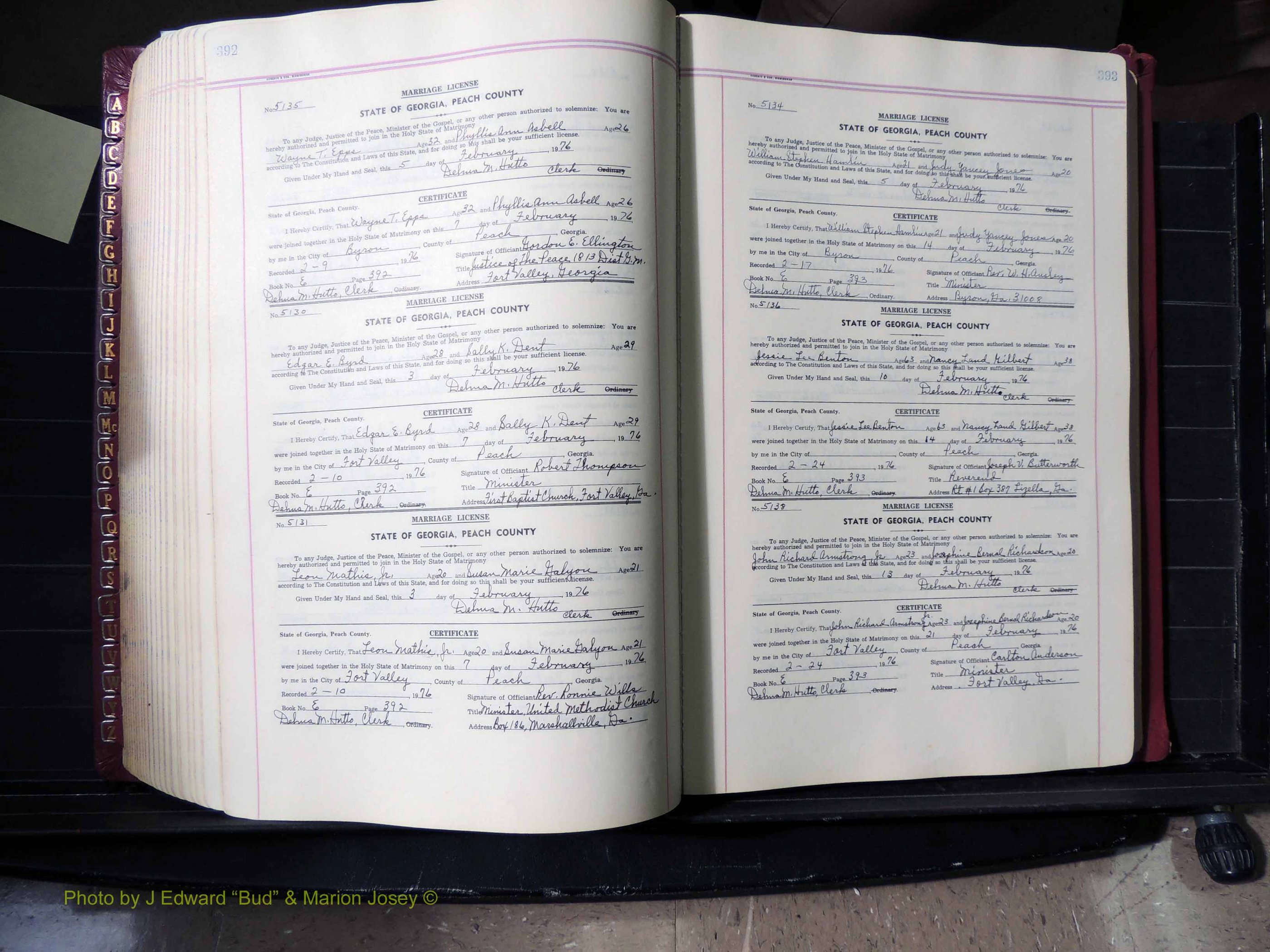 Peach Co, GA, Marriages, Book E, 1960-1984 pg 392-393.JPG