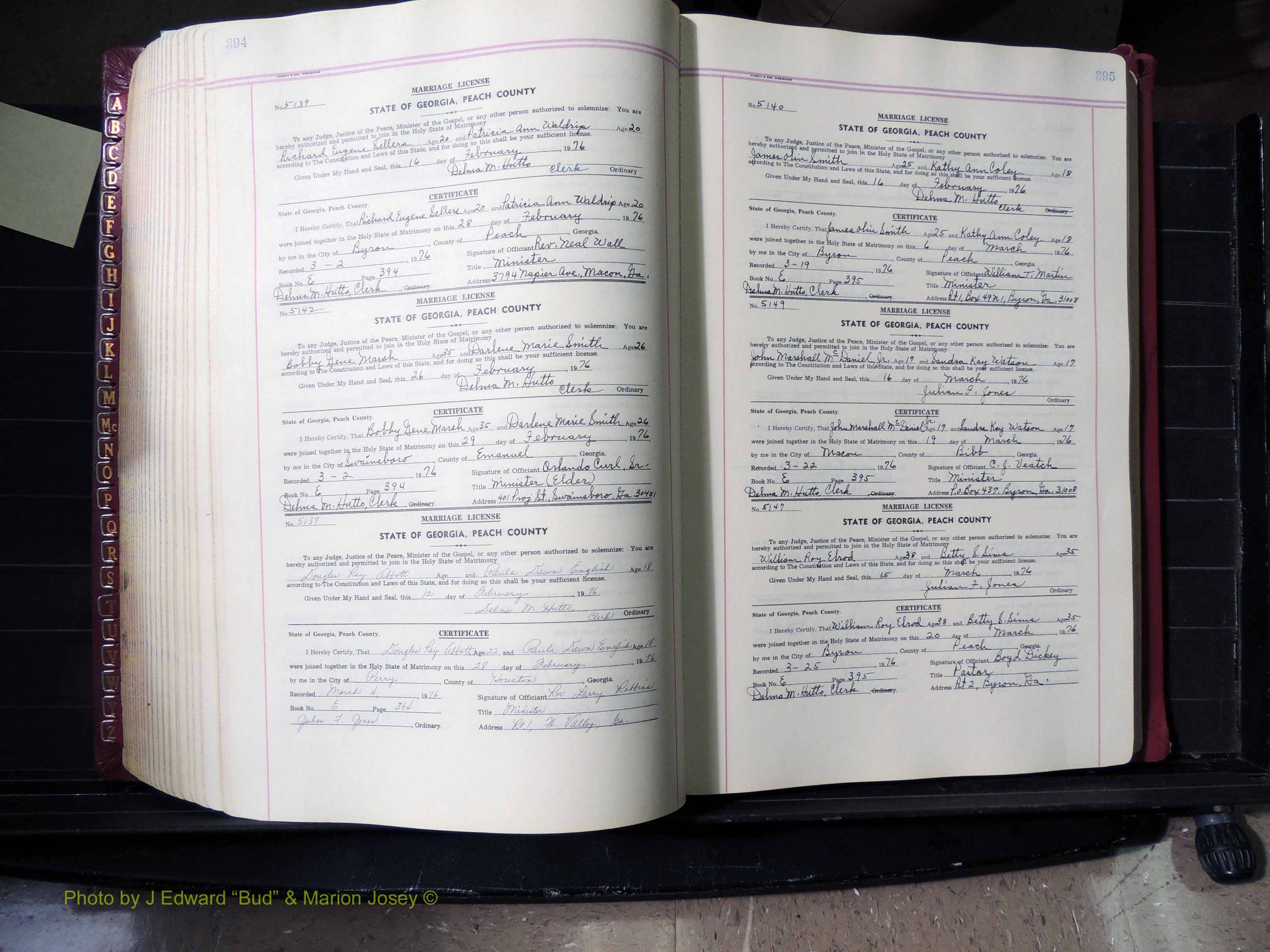 Peach Co, GA, Marriages, Book E, 1960-1984 pg 394-395.JPG