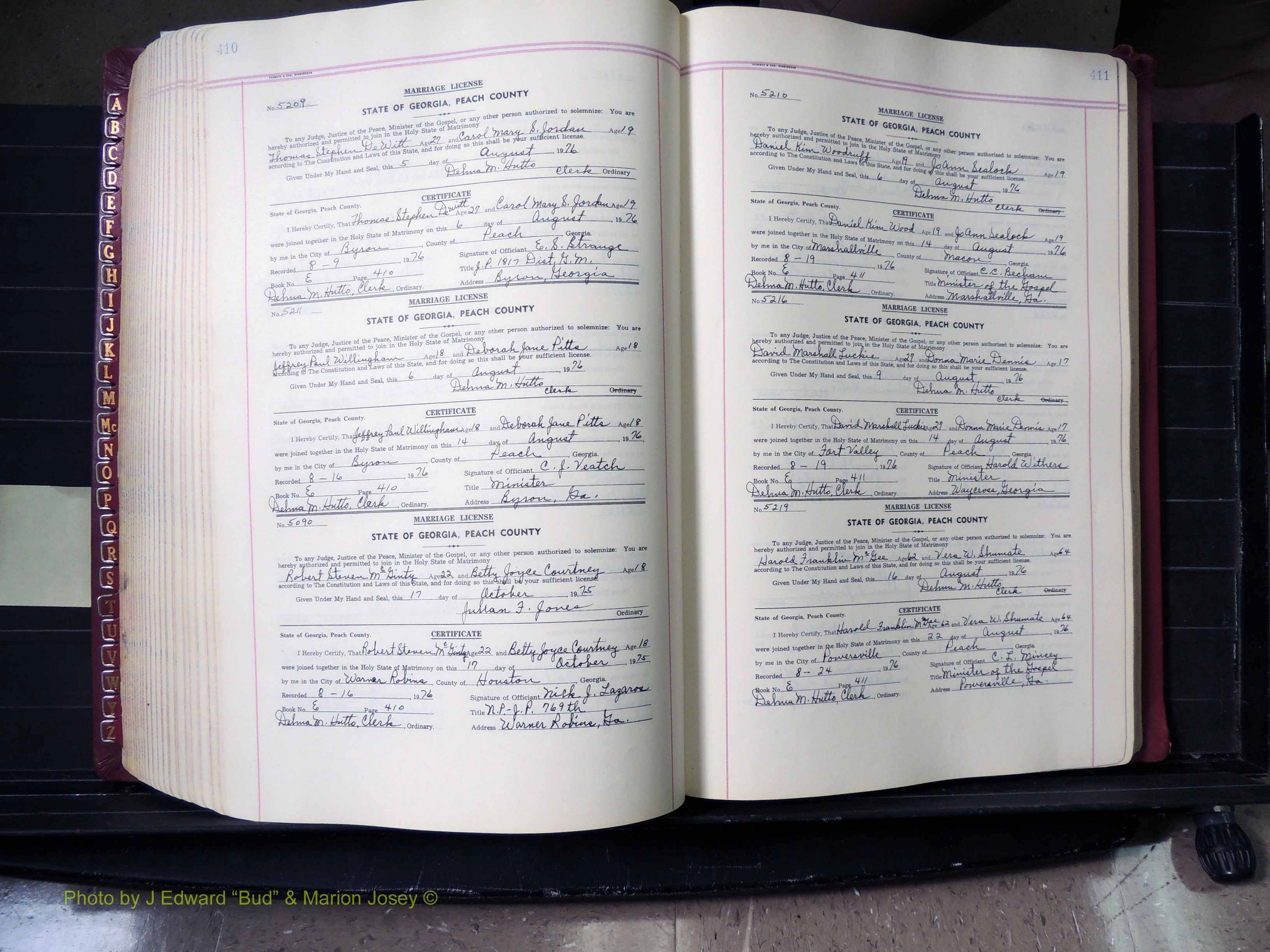 Peach Co, GA, Marriages, Book E, 1960-1984 pg 410-411.JPG