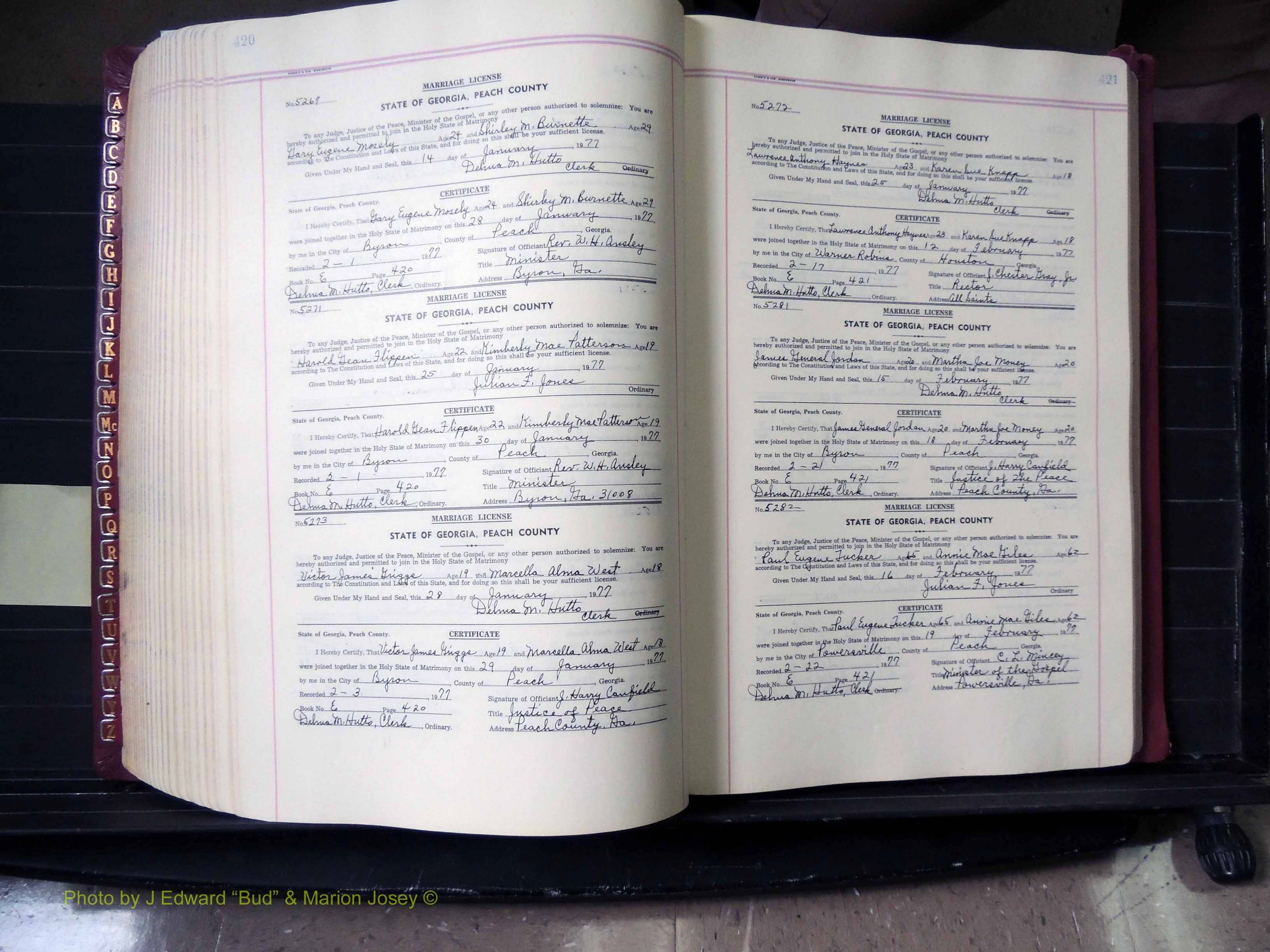 Peach Co, GA, Marriages, Book E, 1960-1984 pg 420-421.JPG