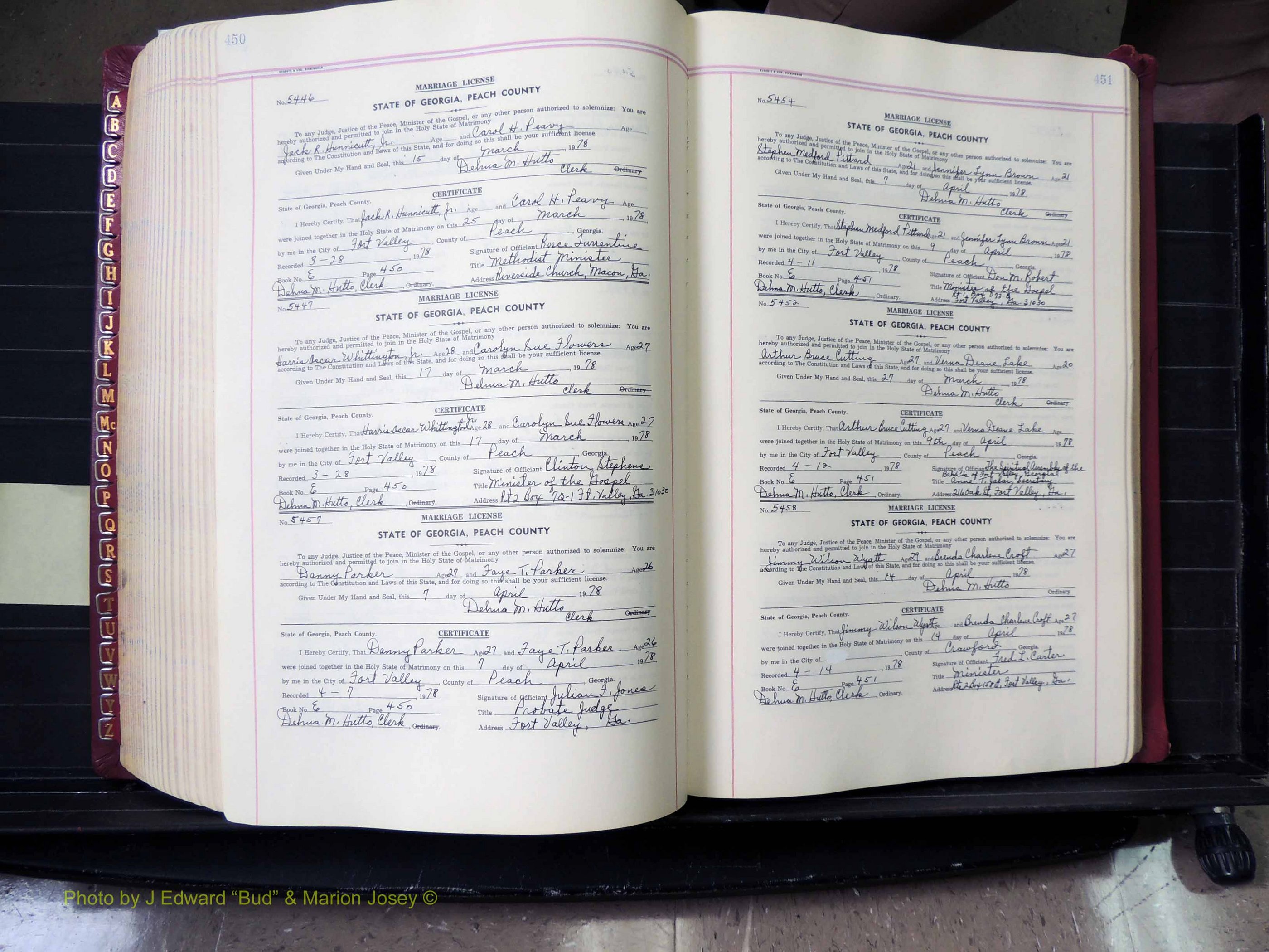 Peach Co, GA, Marriages, Book E, 1960-1984 pg 450-451.JPG