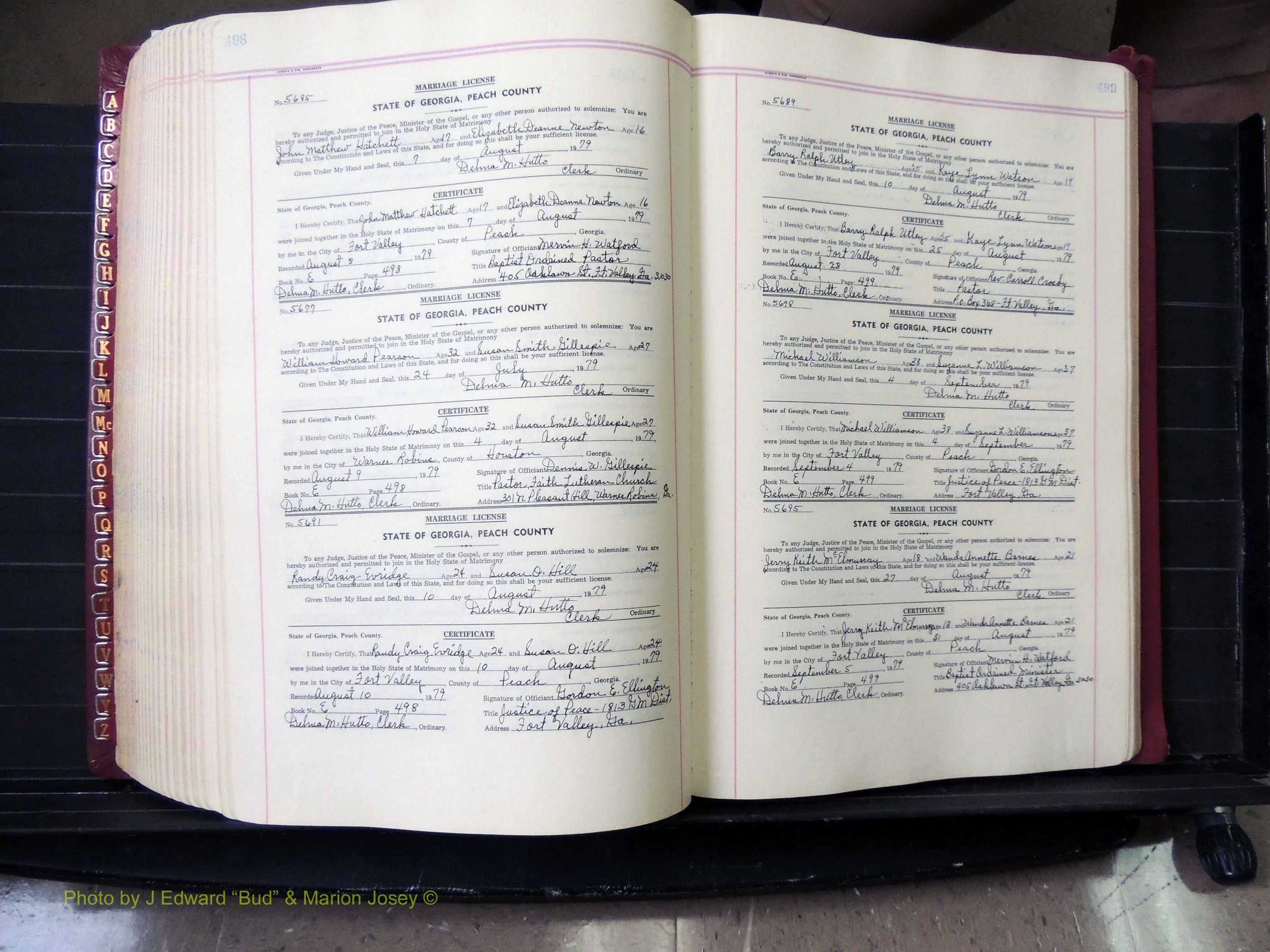 Peach Co, GA, Marriages, Book E, 1960-1984 pg 498-499.JPG