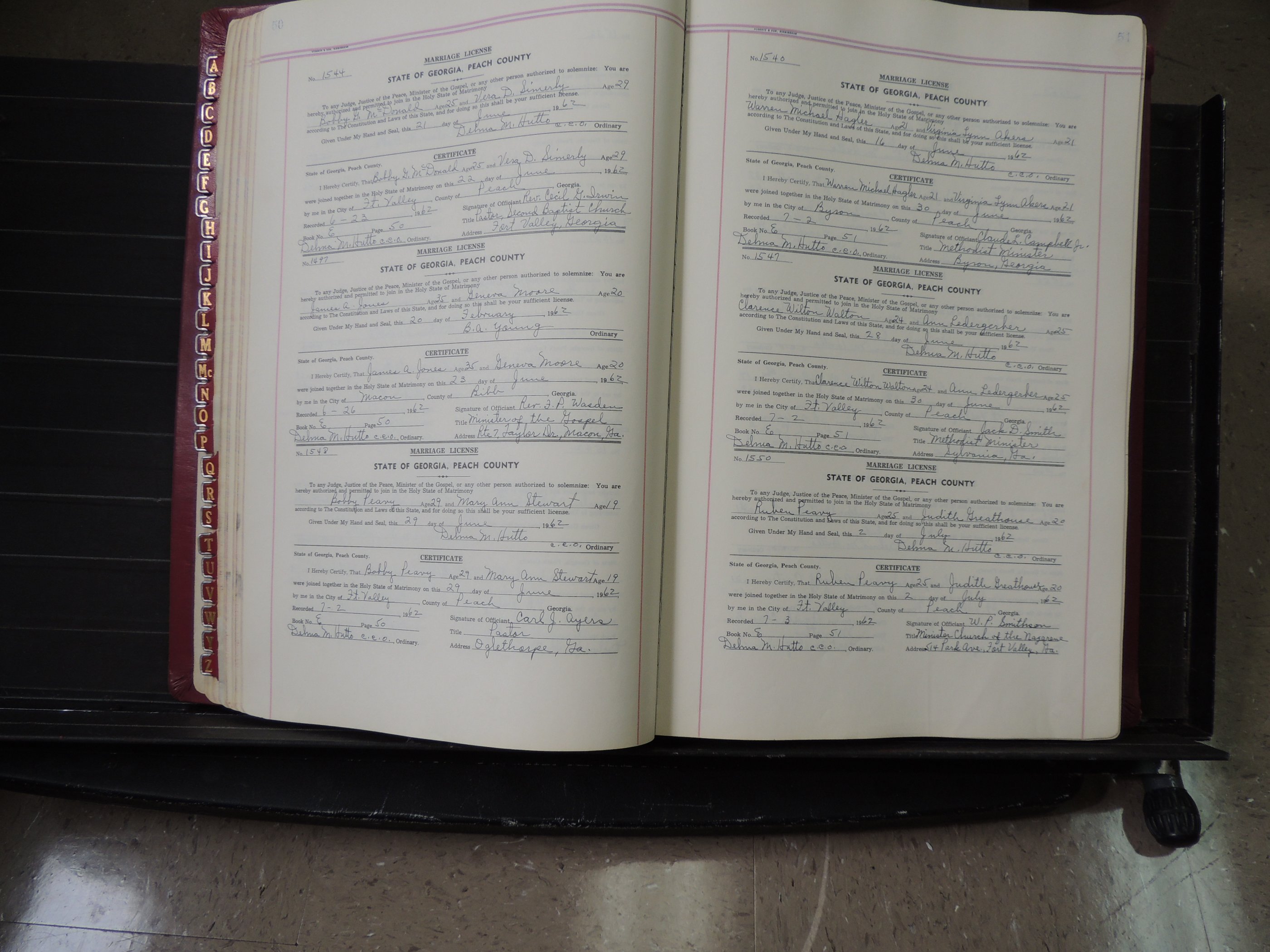 Peach Co, GA, Marriages, Book E, 1960-1984 pg 50-51.JPG